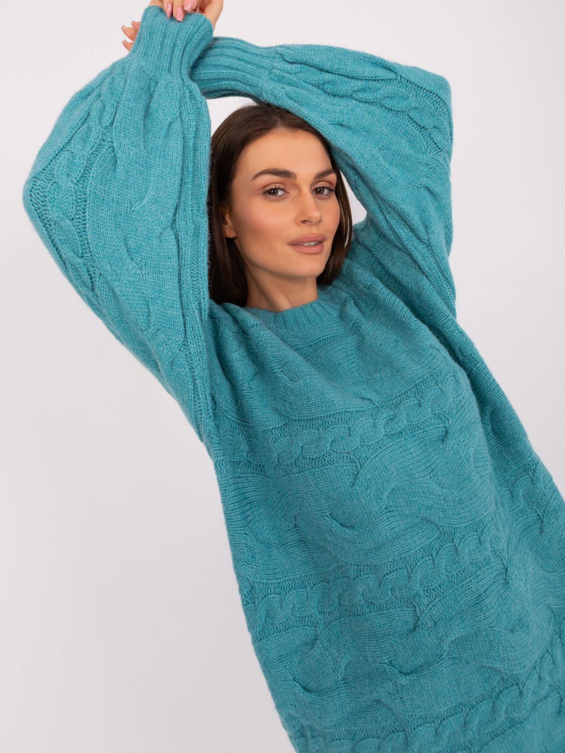 Turquoise Oversize Knitted Dress
