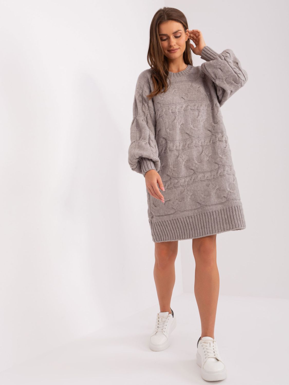 Gray Women's Knit Dress to the Knee