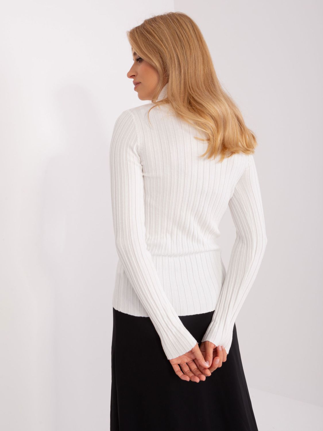 Ecru Fitted Sweater with Turtleneck