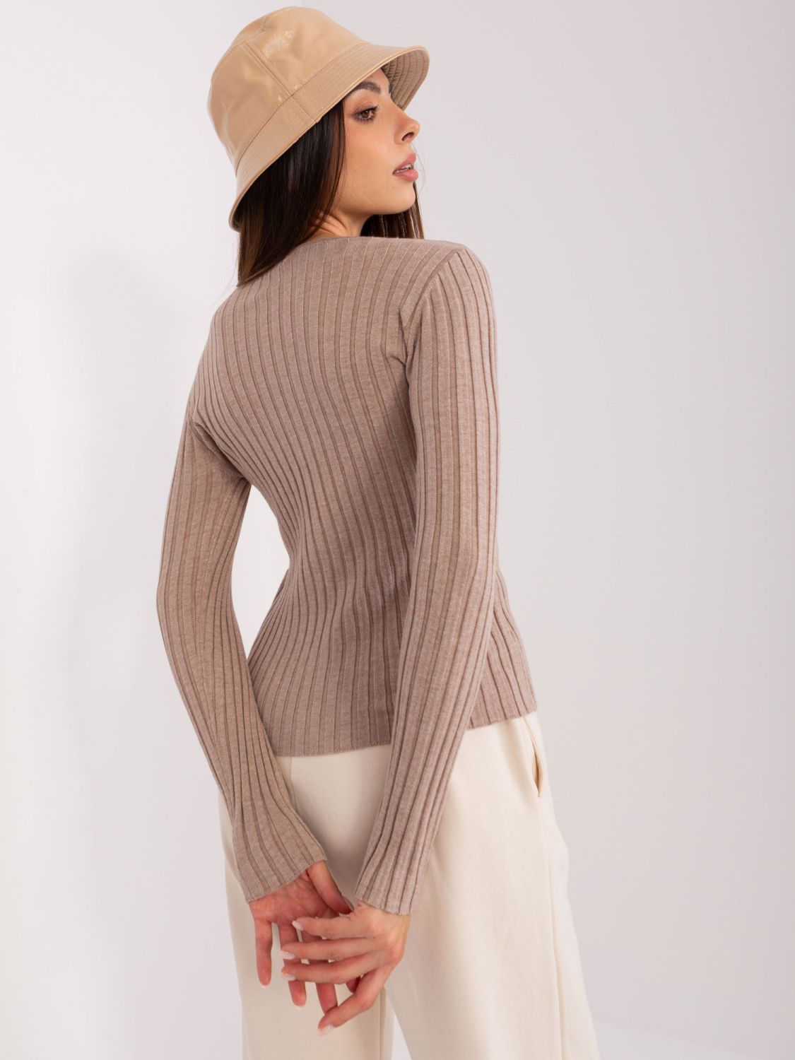 Classic Striped Sweater in Dark Beige
