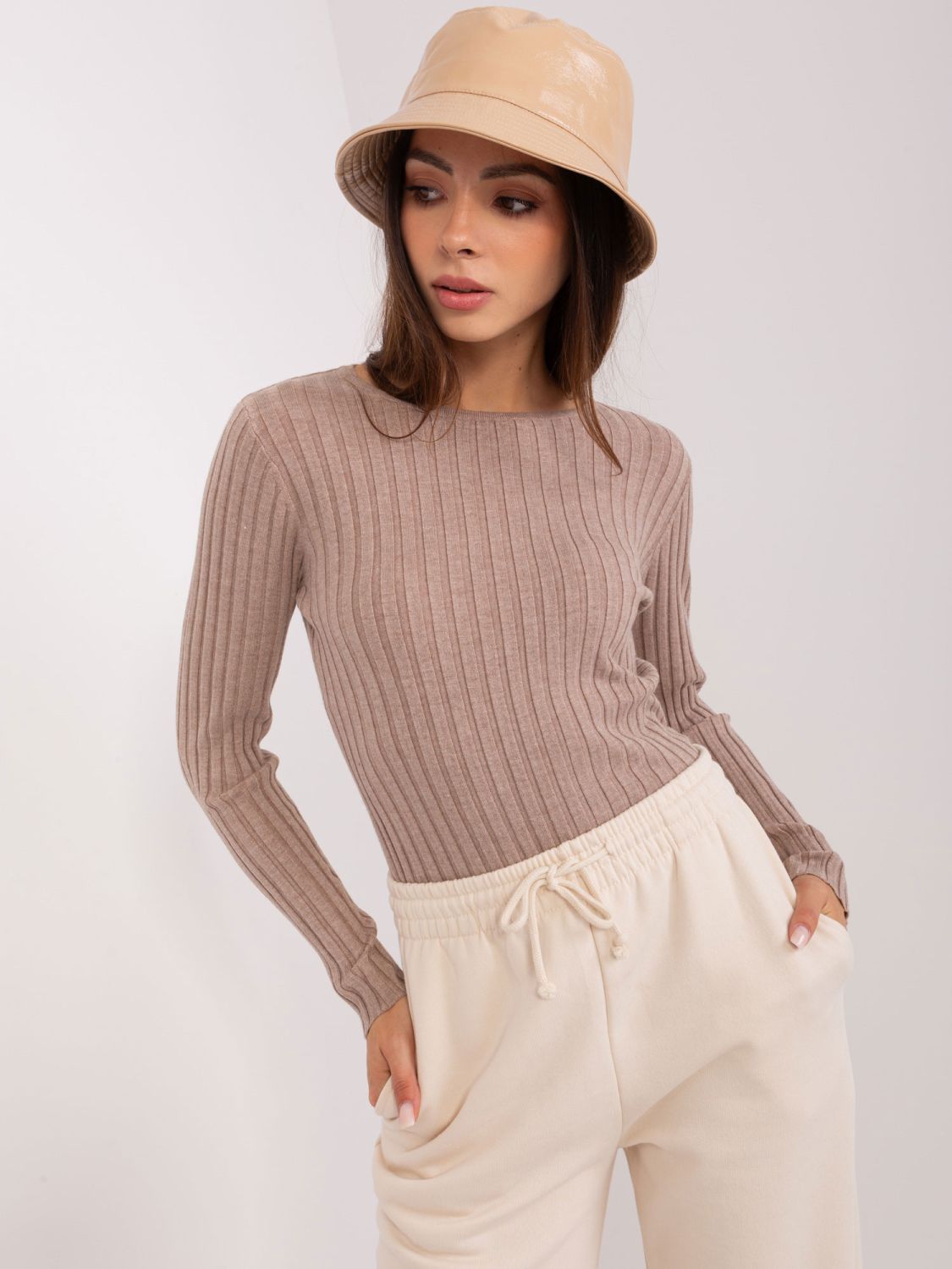 Classic Striped Sweater in Dark Beige