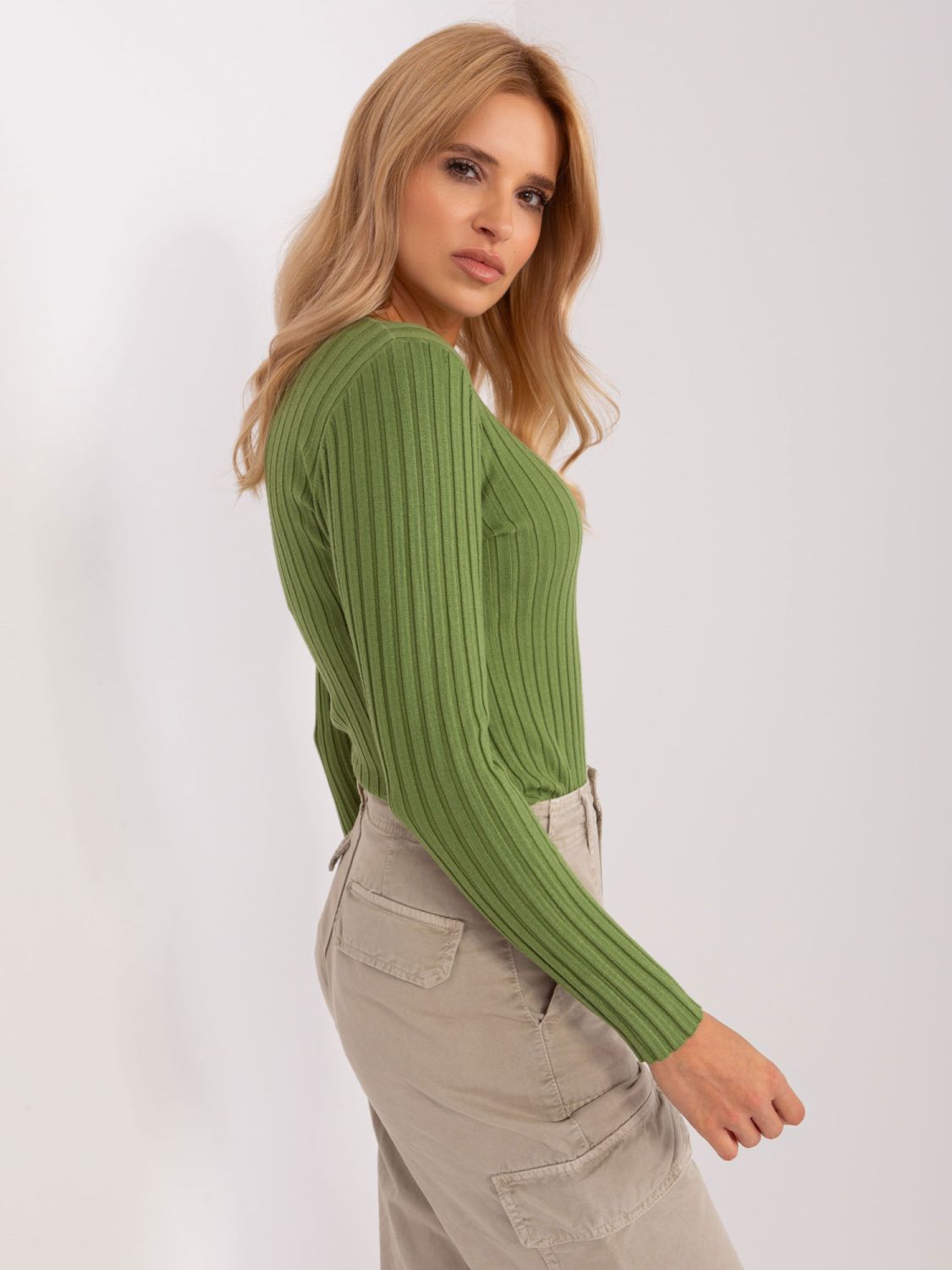 Khaki Classic Sweater with Round Neck