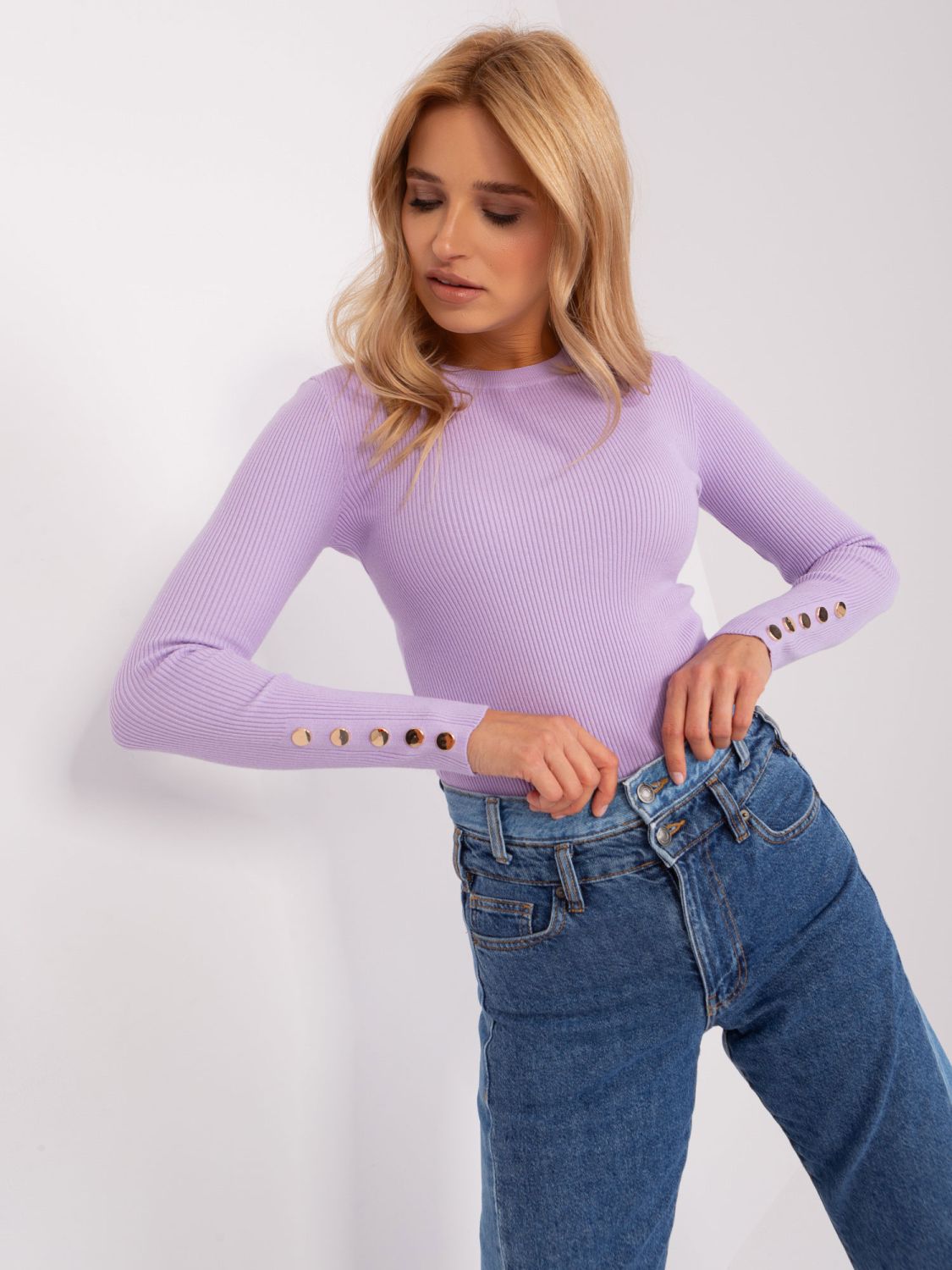 Light Purple Classic Fitted Sweater