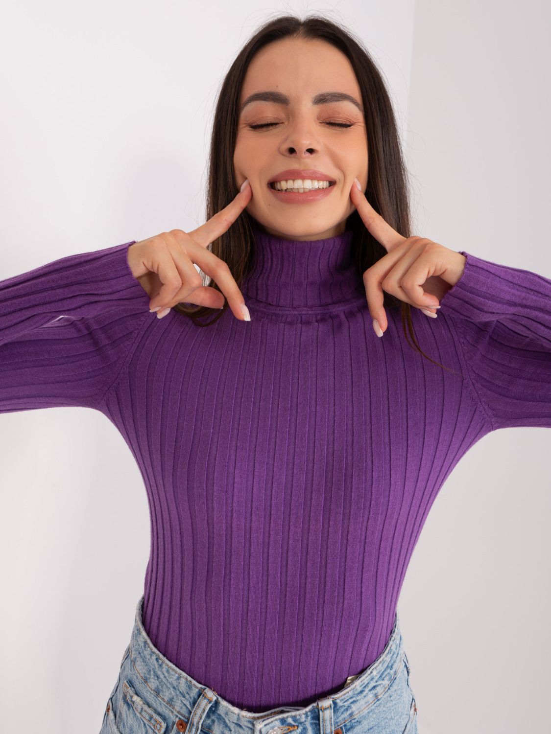 Dark Purple Fitted Sweater with Turtleneck