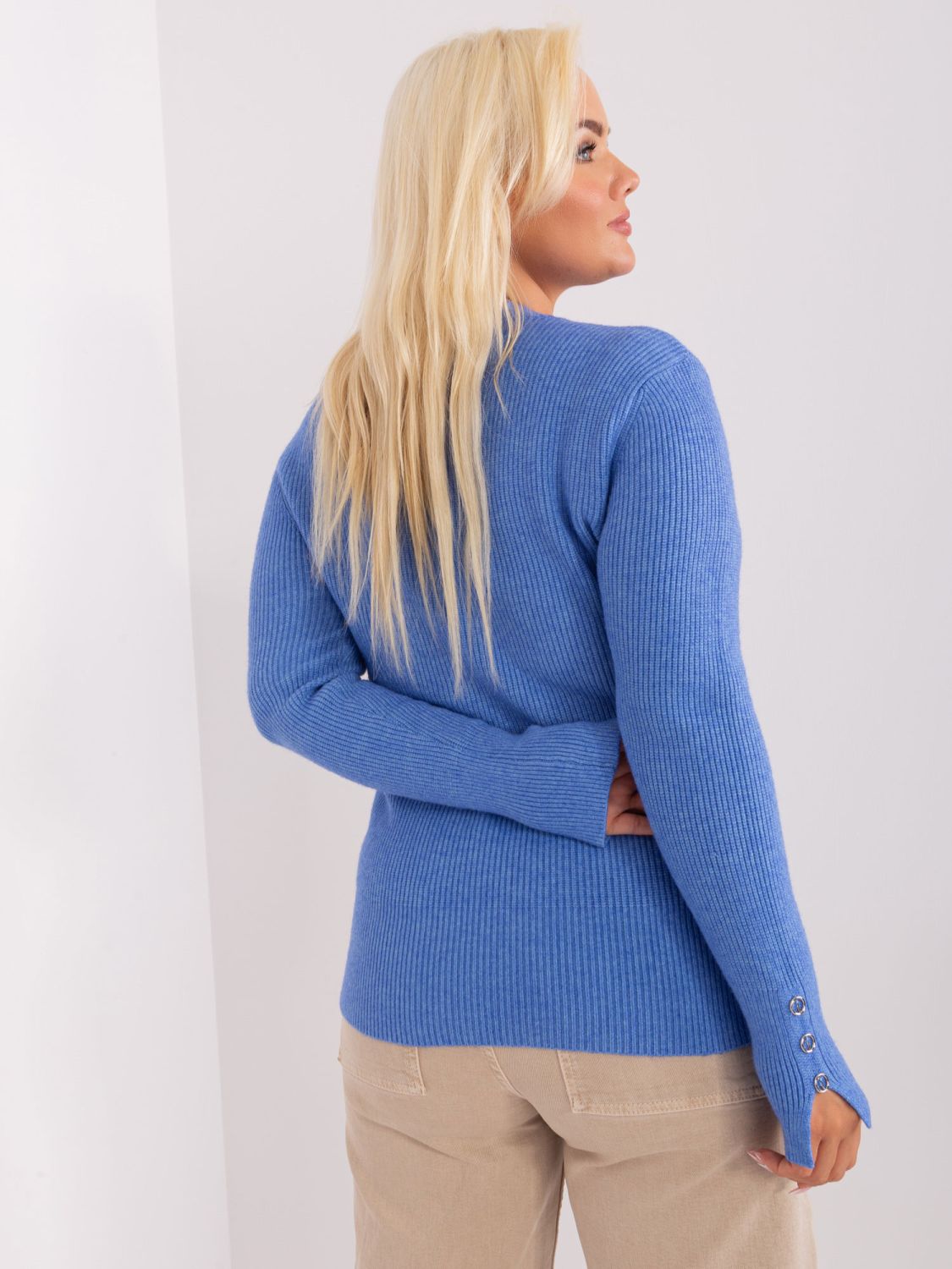 Blue Fitted Plus Size Sweater