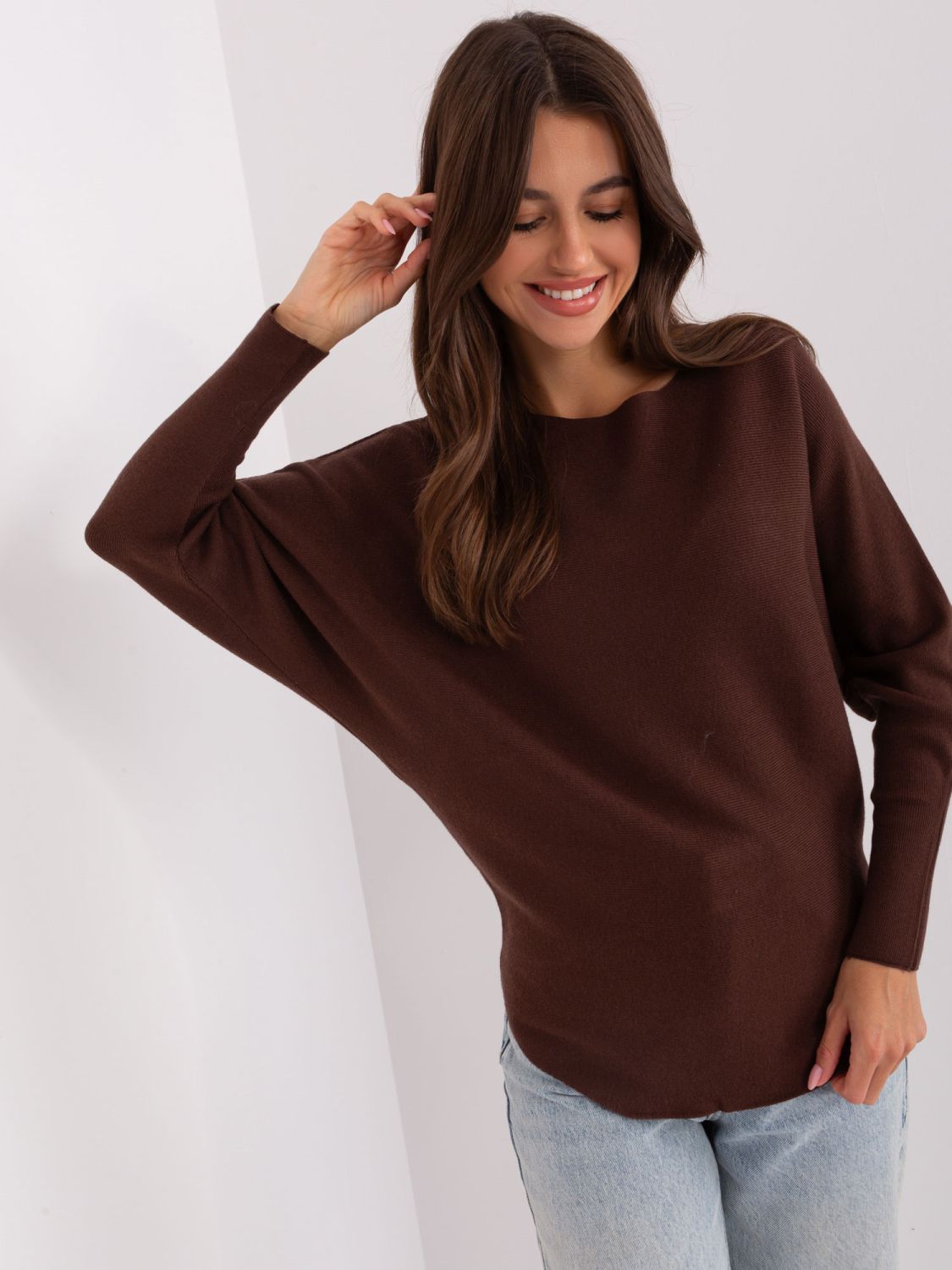 Brown Oversize Sweater with Viscose
