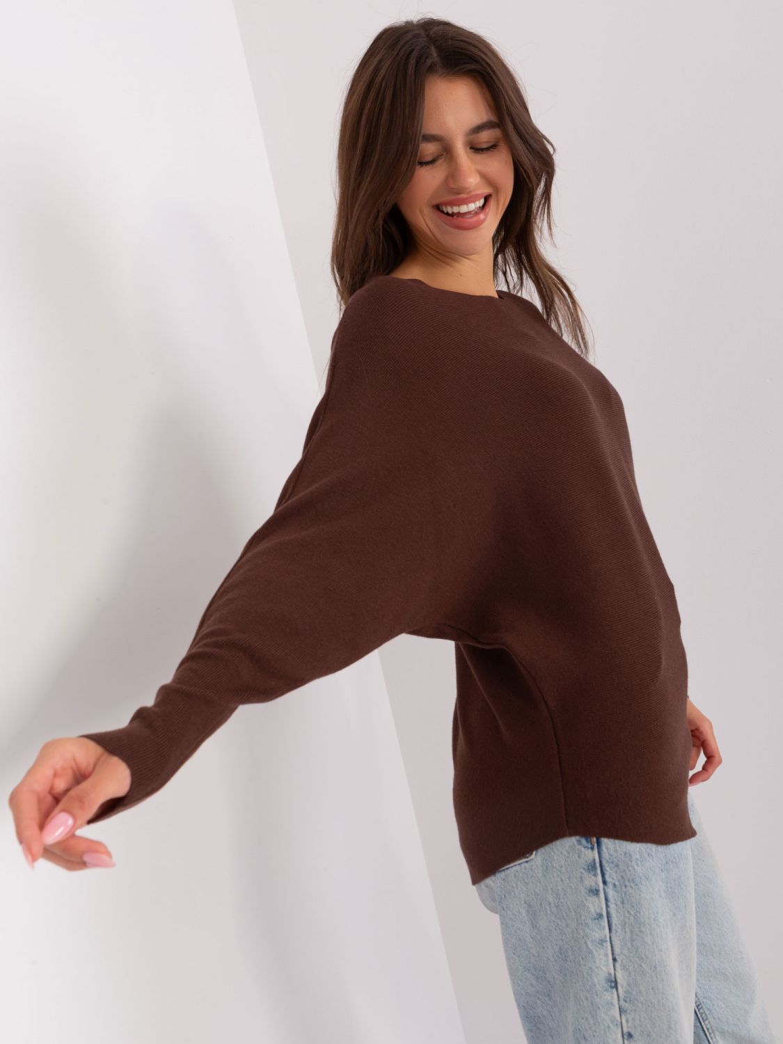 Brown Oversize Sweater with Viscose
