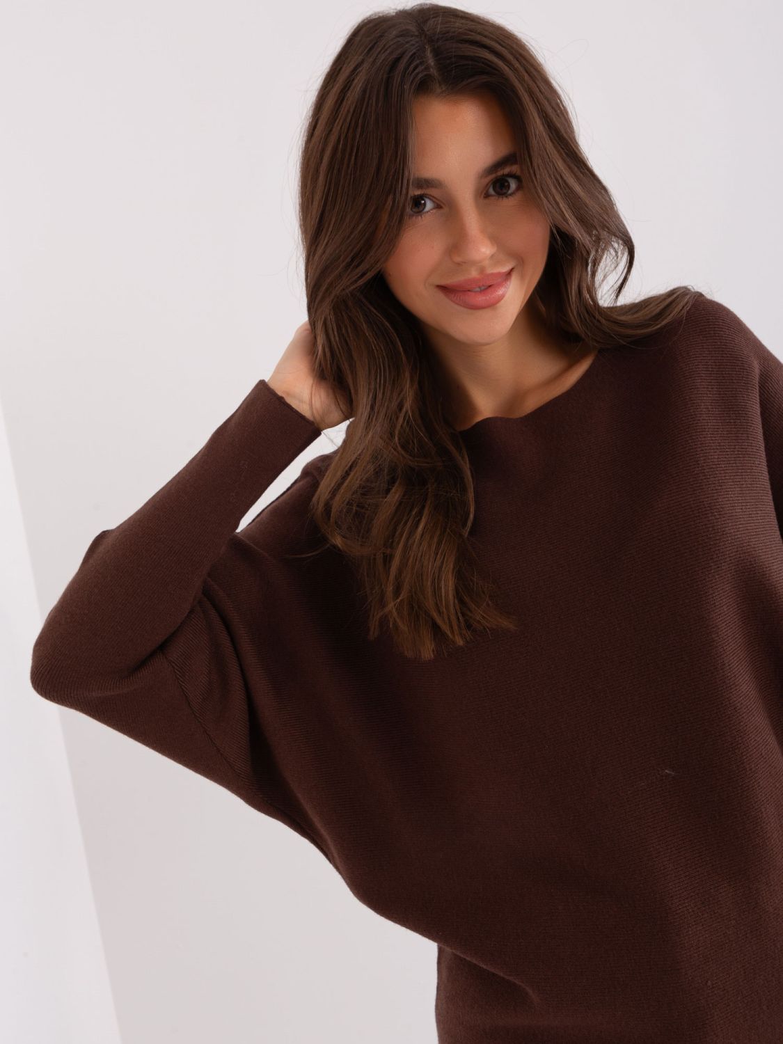Brown Oversize Sweater with Viscose