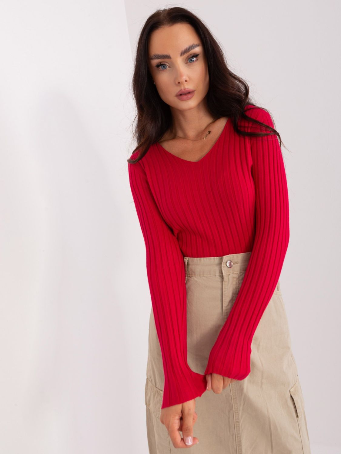 Classic Red Sweater with Stripes