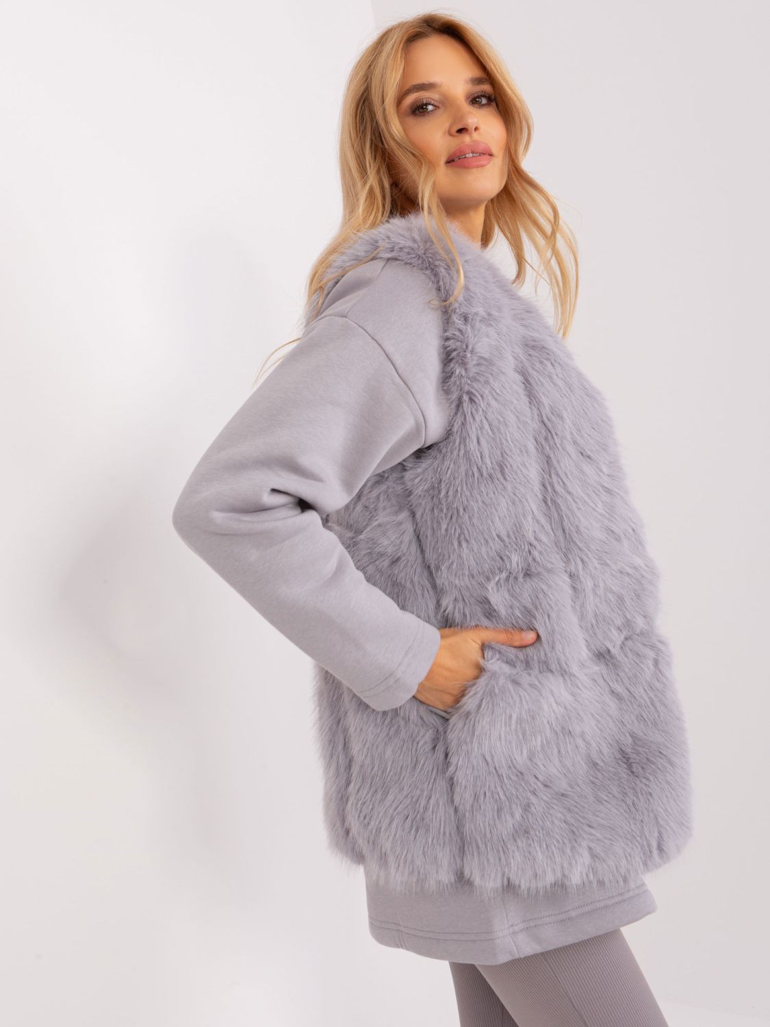 Gray Fur Vest with Lining