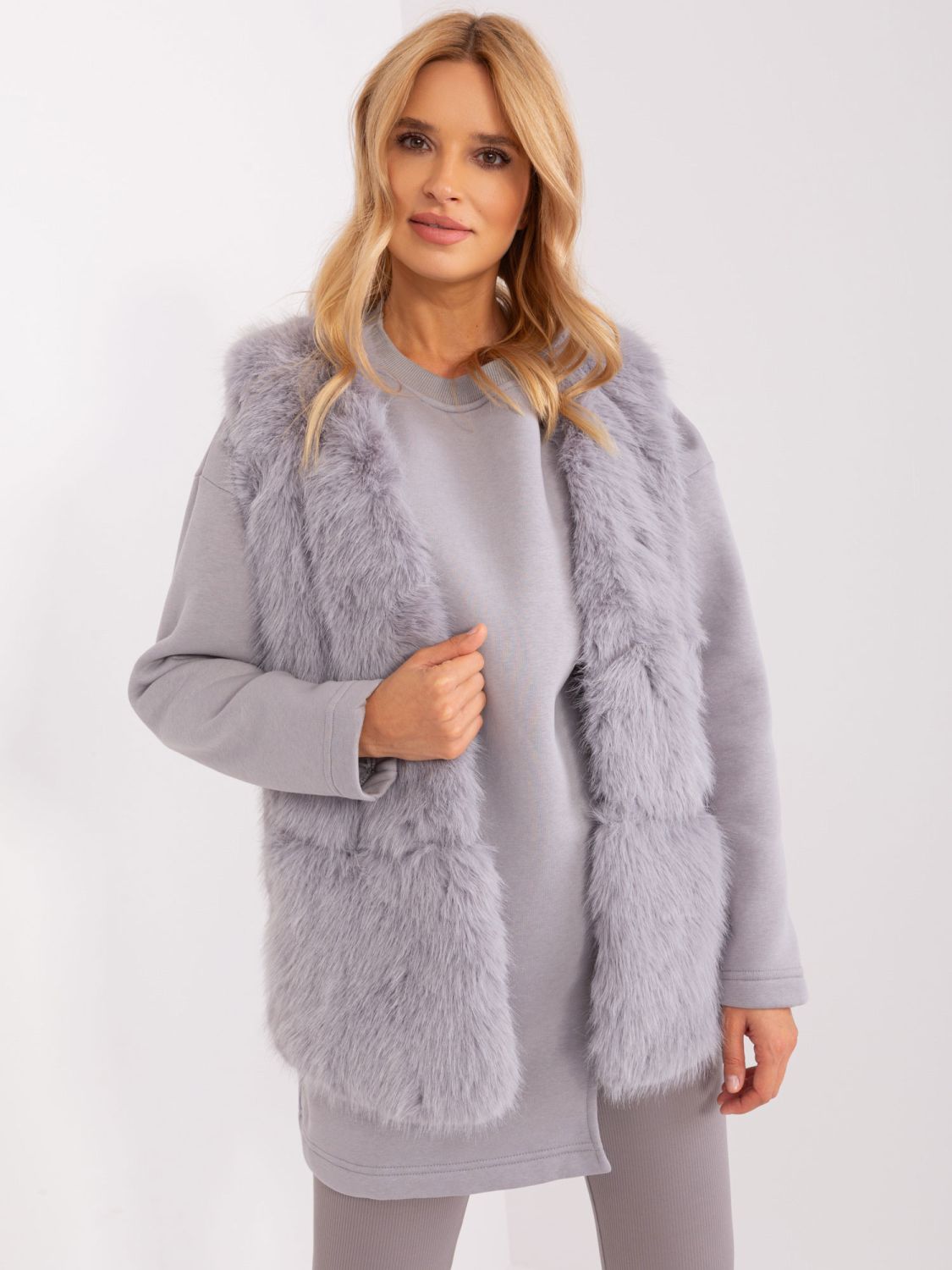 Gray Fur Vest with Lining