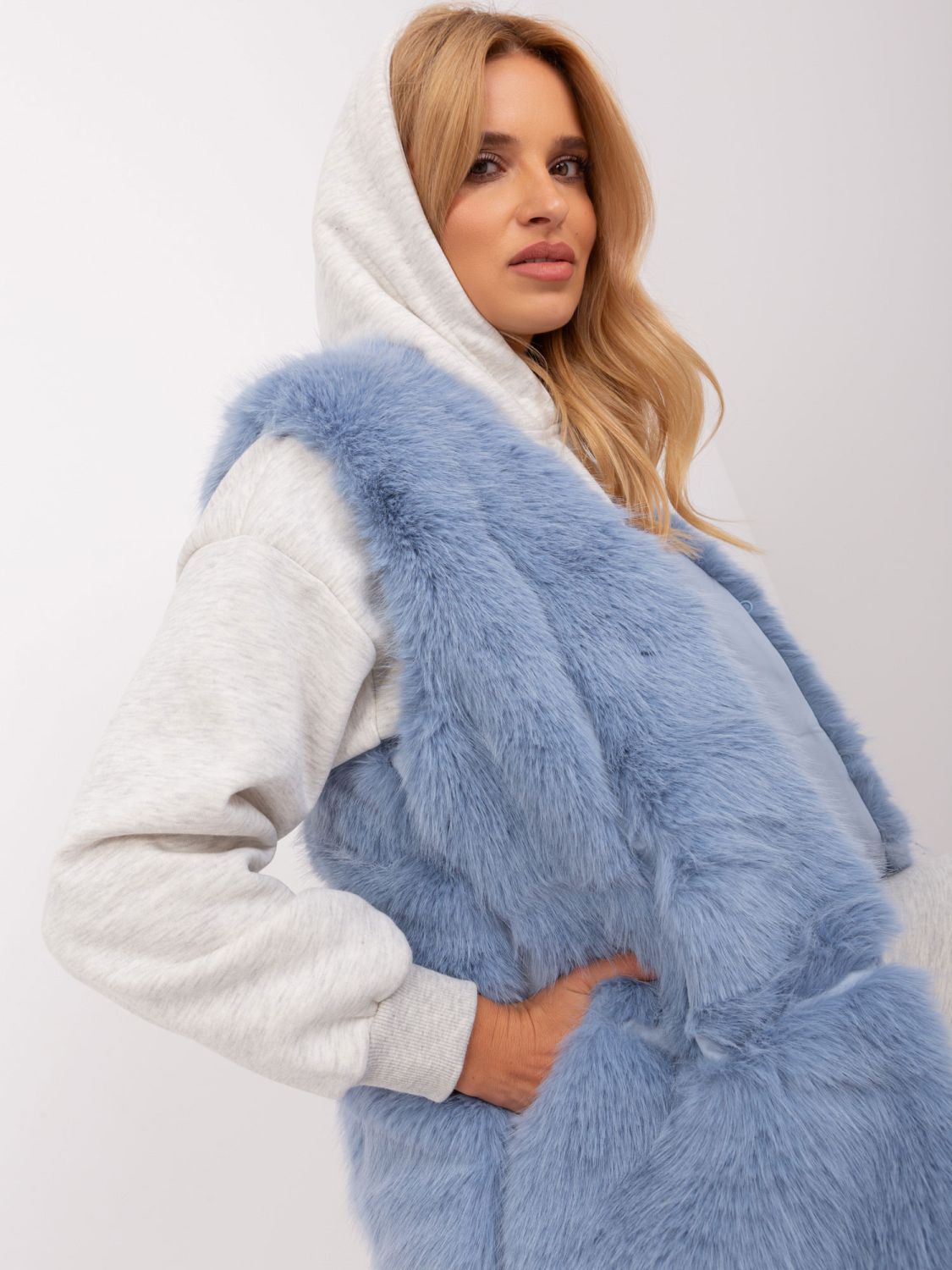 Blue Fur Vest with Closure