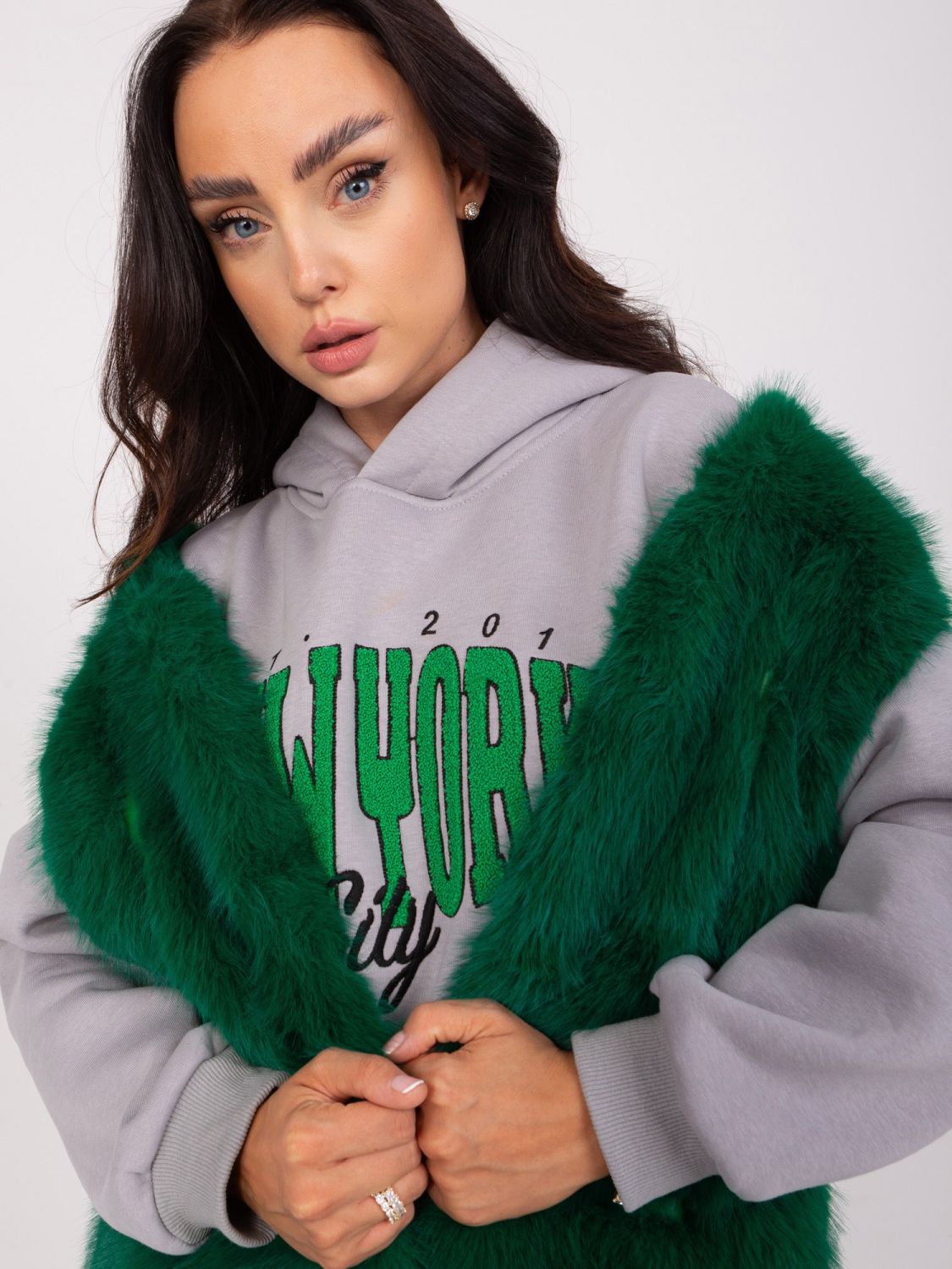 Dark Green Women's Fur Vest