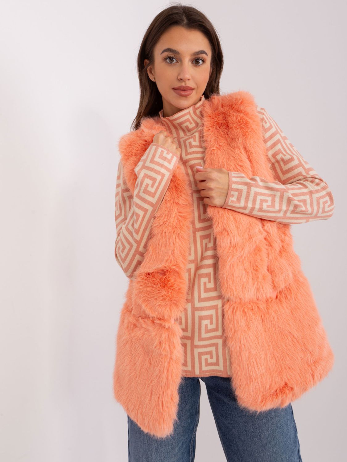 Peach Fur Vest with Lining