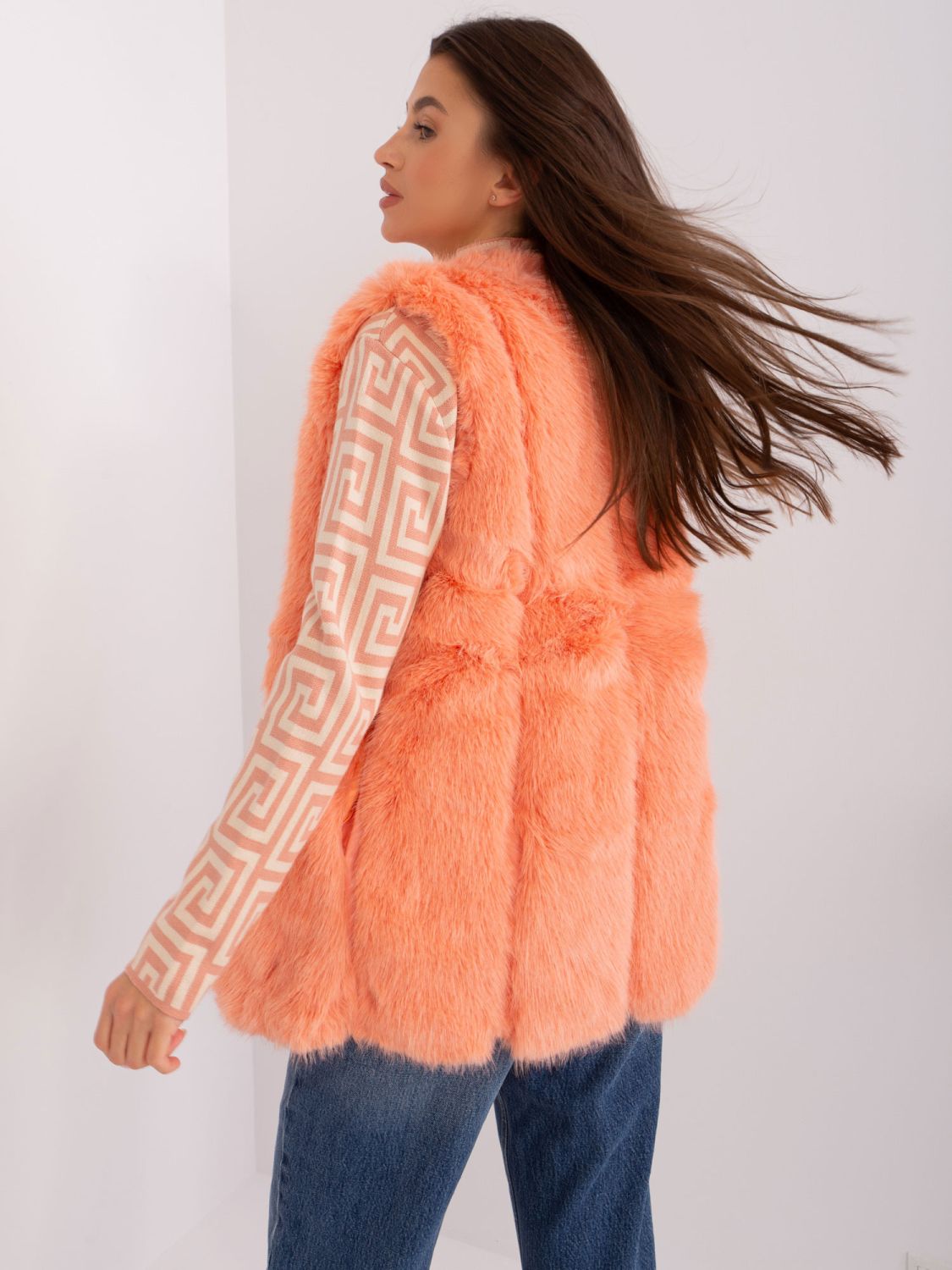 Peach Fur Vest with Lining
