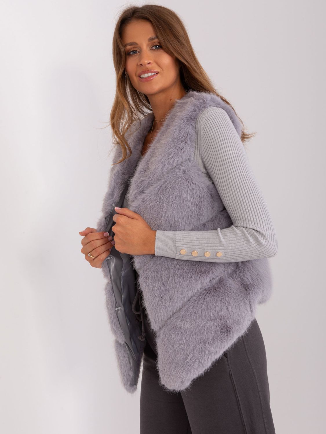 Gray Fur Vest with Lining