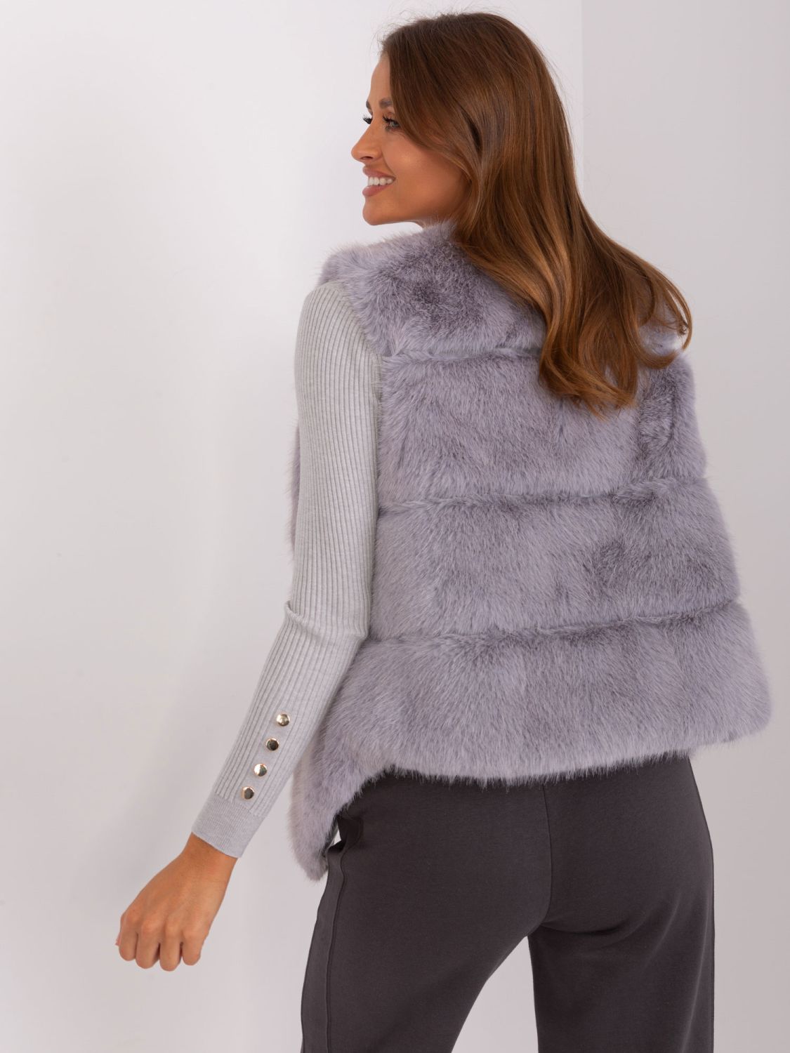 Gray Fur Vest with Lining