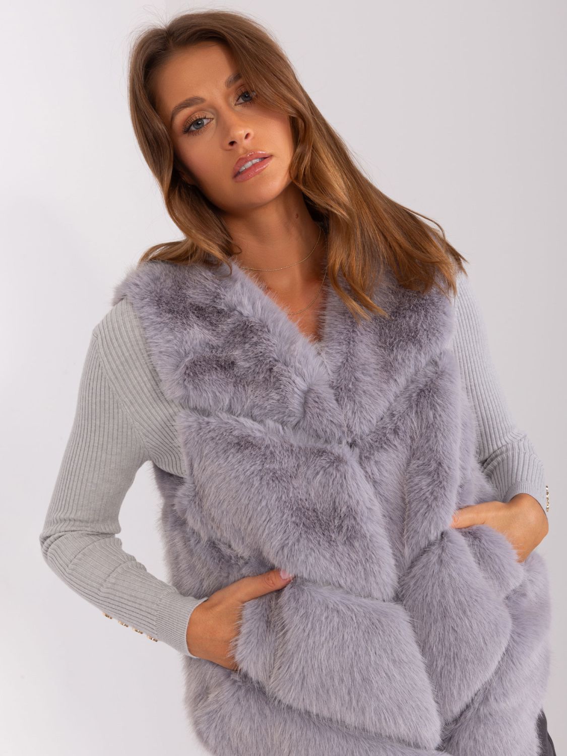 Gray Fur Vest with Lining