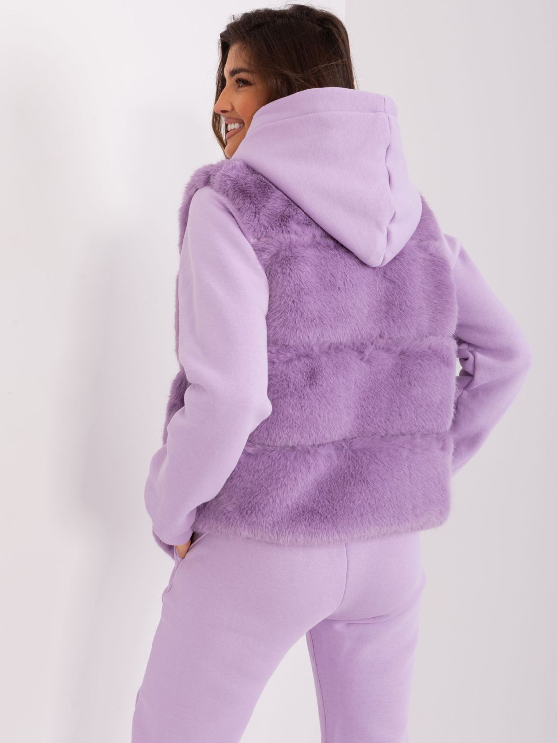 Light Purple Women's Faux Fur Vest
