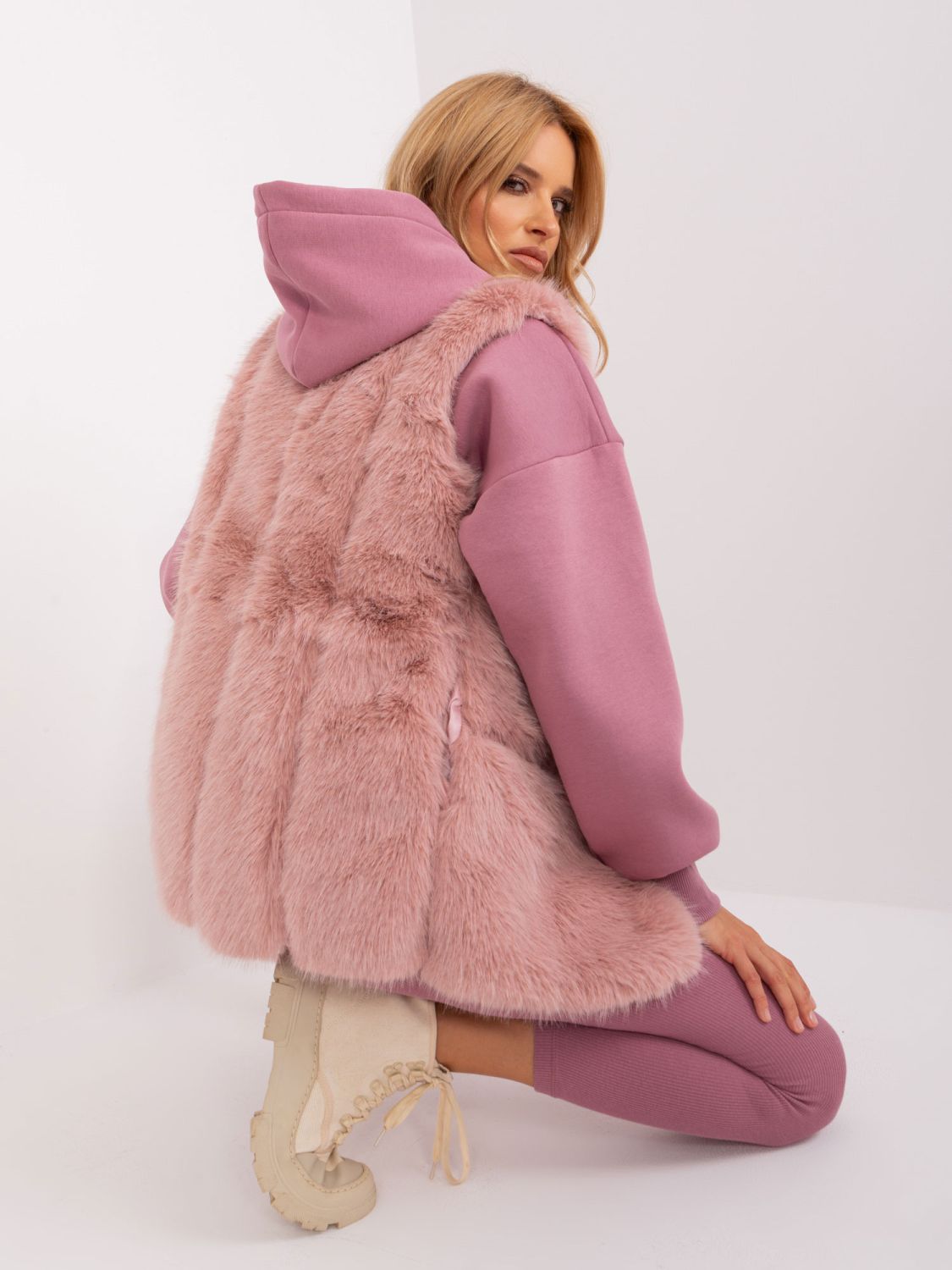Light Pink Women's Fur Vest
