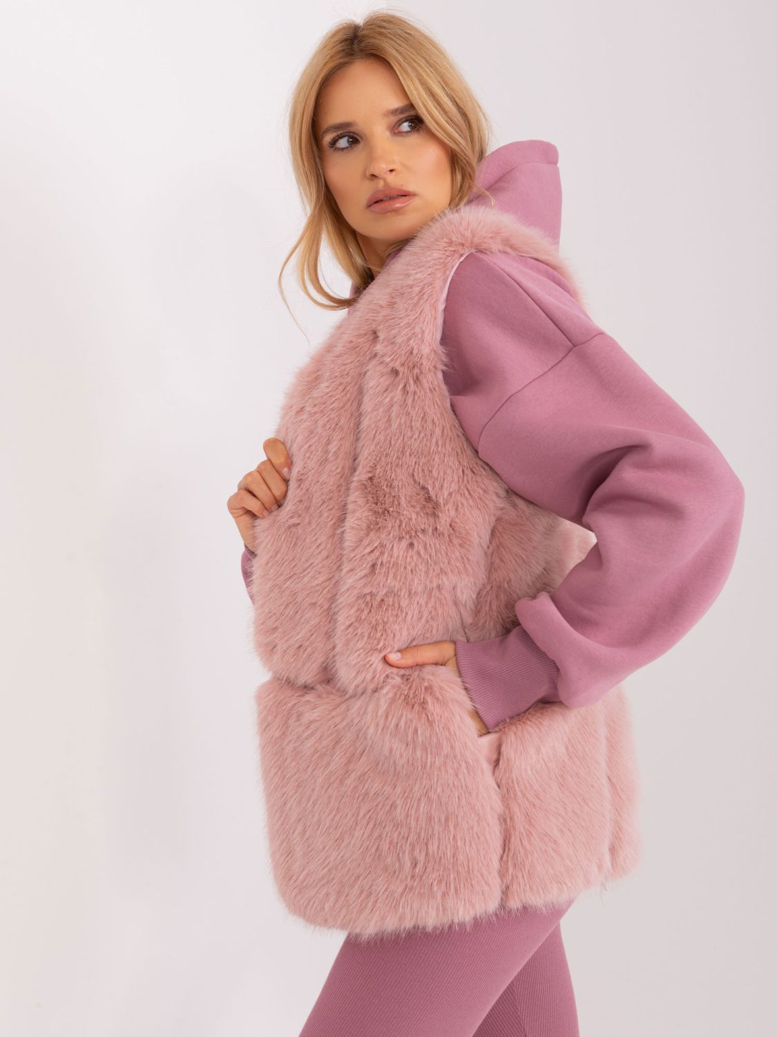 Light Pink Women's Fur Vest