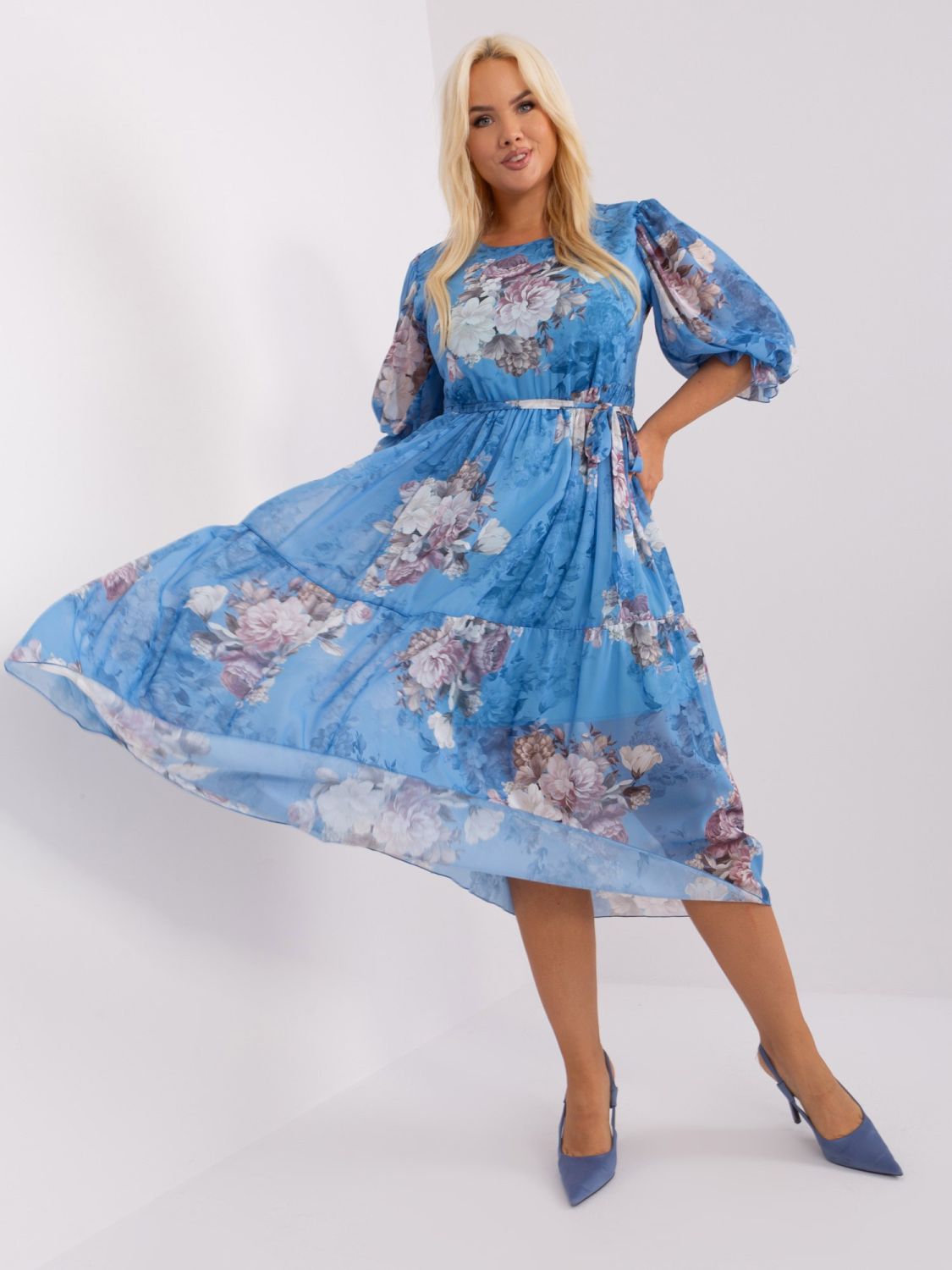 Blue Floral Plus Size Dress