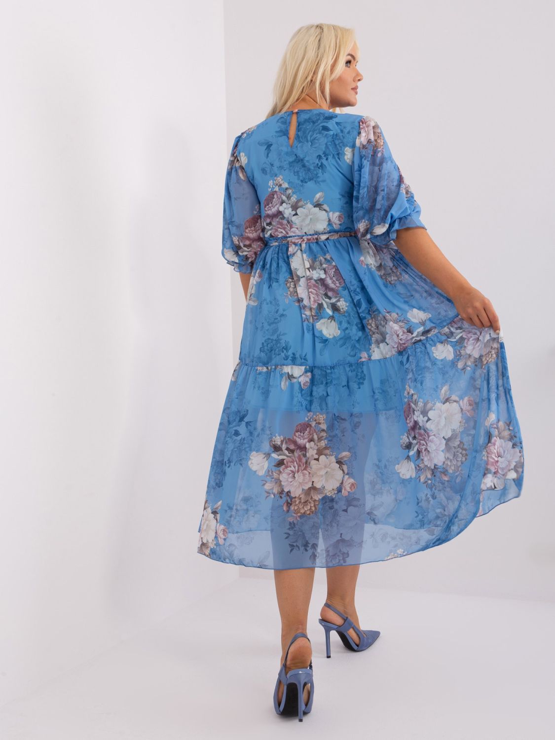 Blue Floral Plus Size Dress