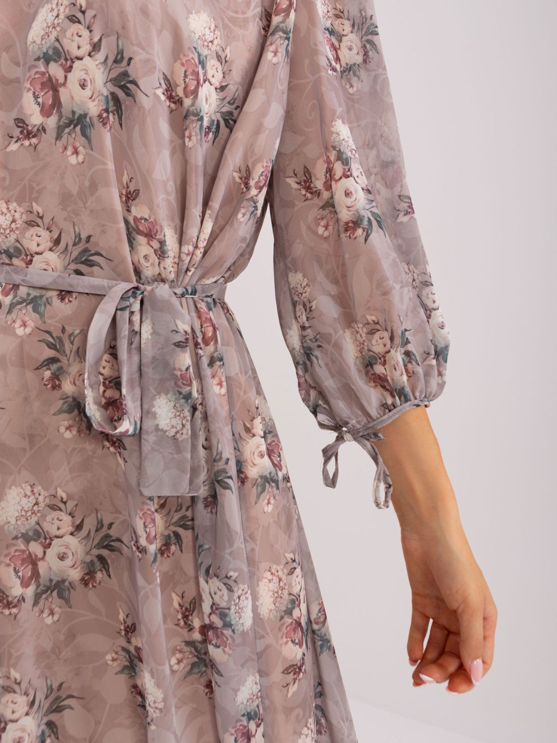 Beige Loose Floral Dress