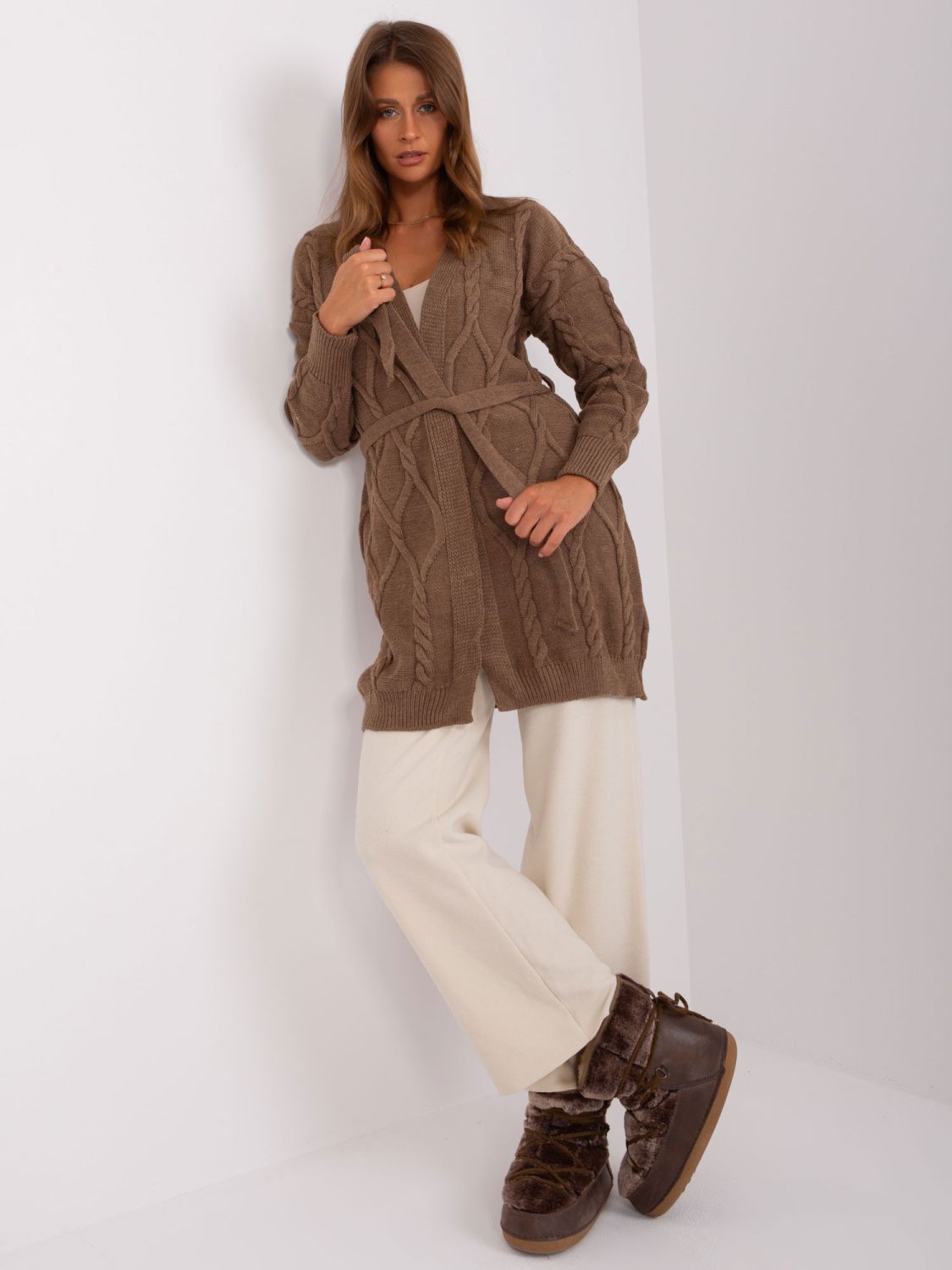 Brown Cardigan with Belt