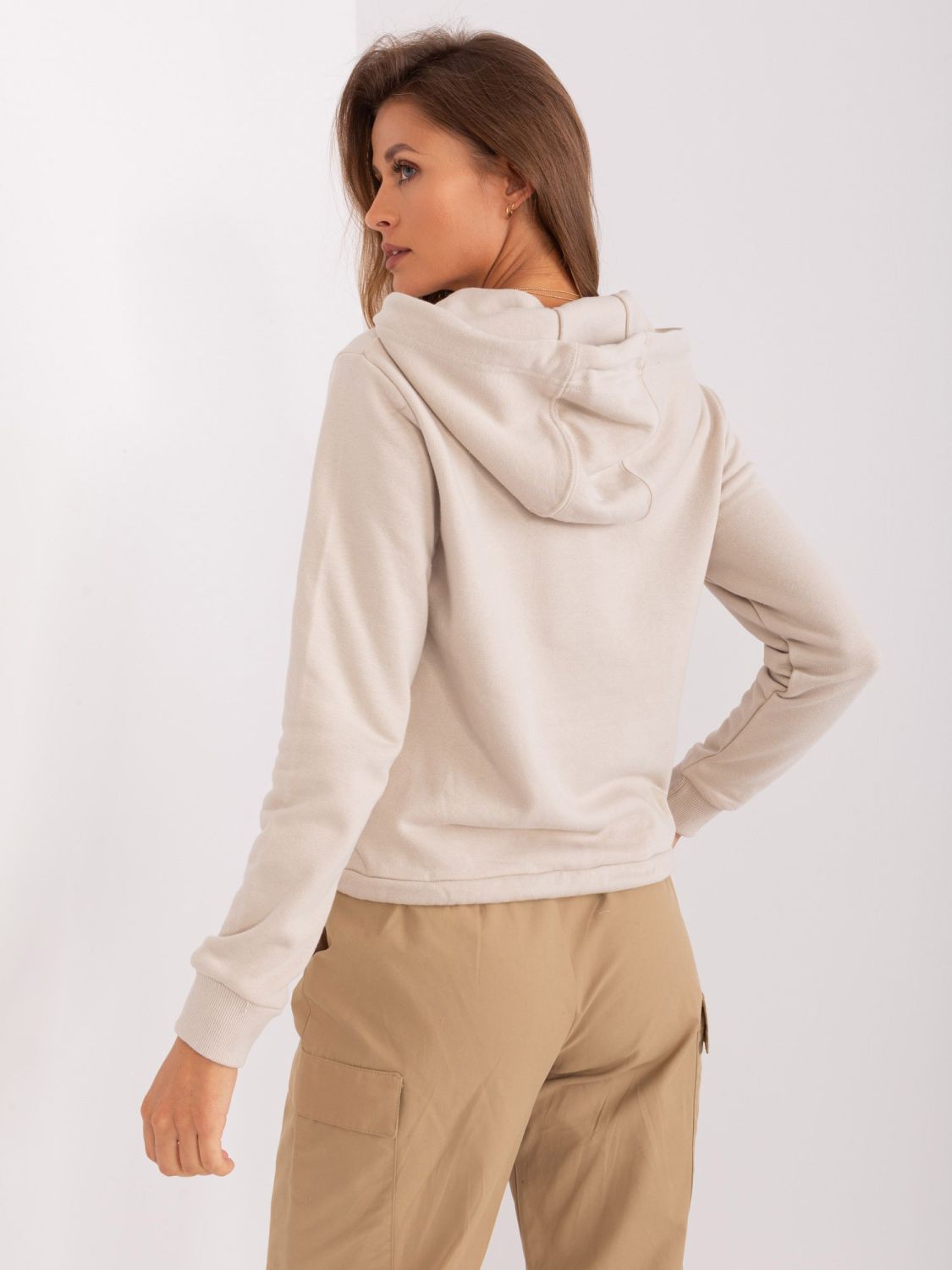 Beige Hoodie with Drawstring