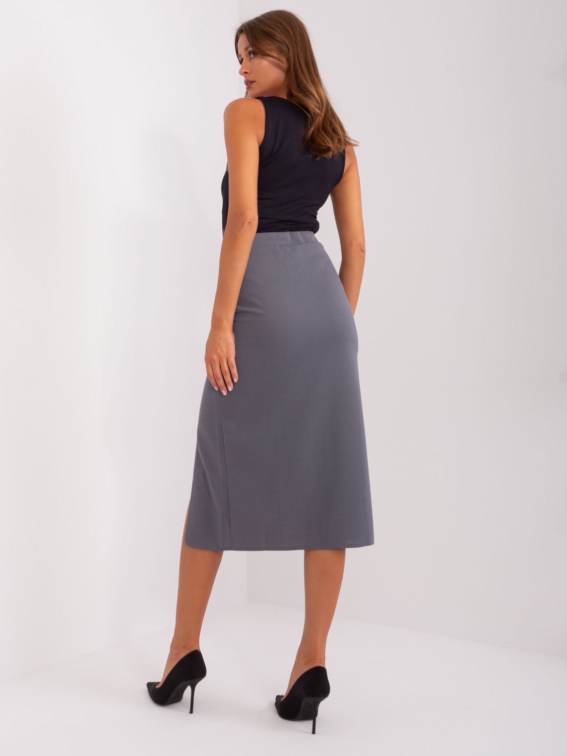 Elegant Dark Gray A-Line Skirt