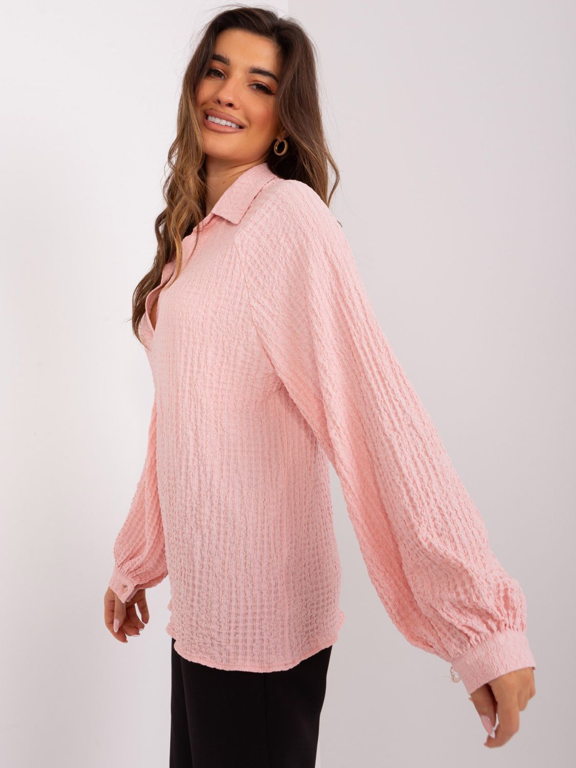 Light Pink Shirt Blouse with Collar