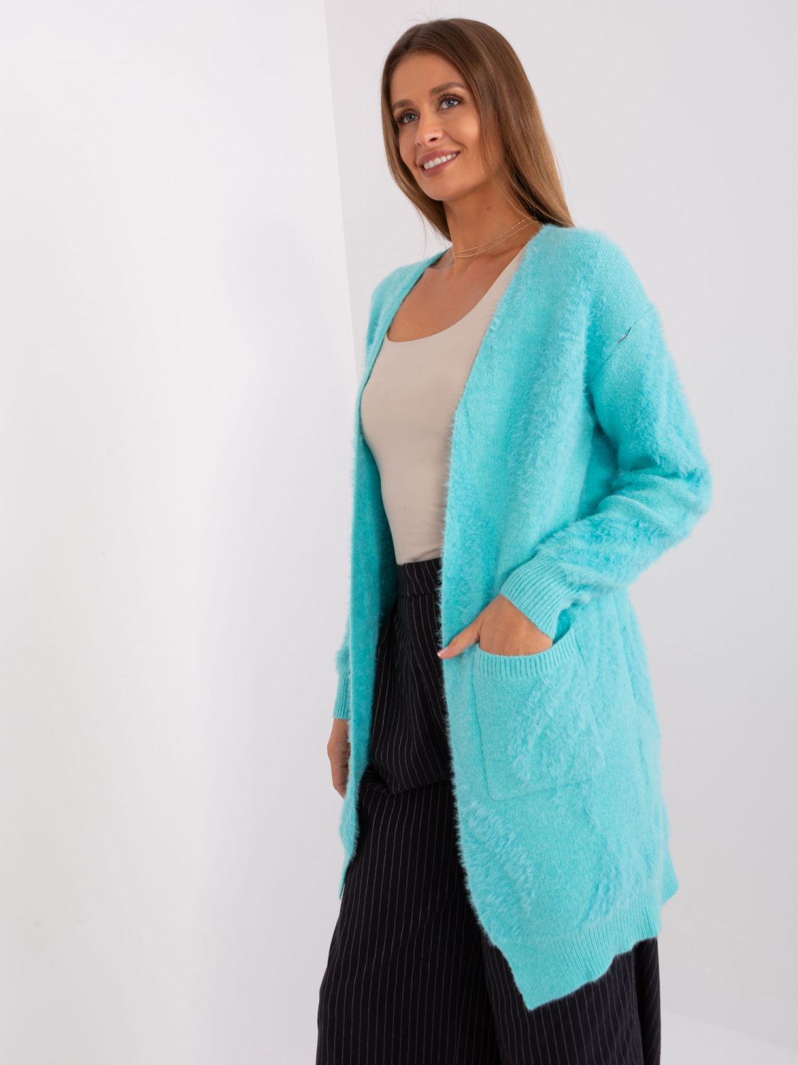 Mint Patterned Cardigan Without Closure