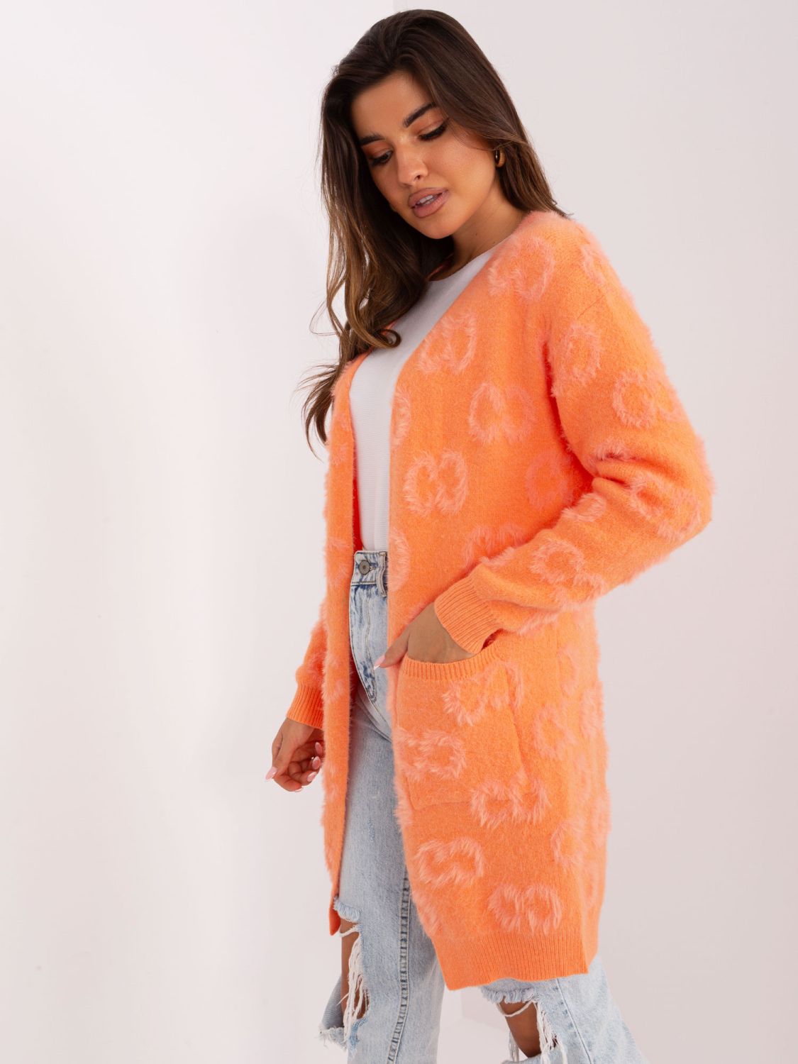 Orange Cardigan with Pockets