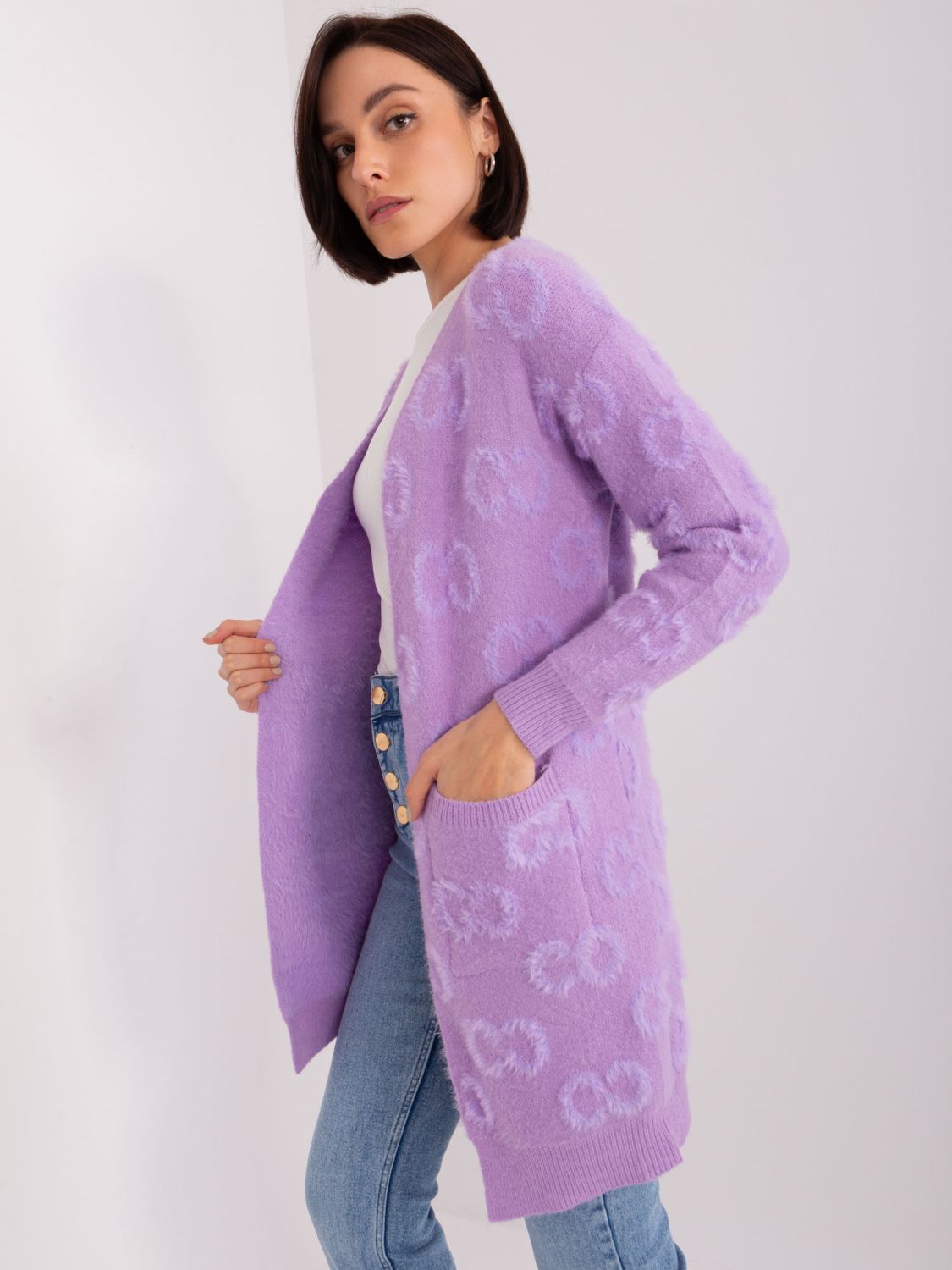 Purple Cardigan with Pockets