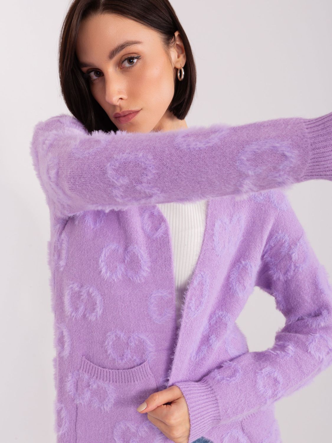 Purple Cardigan with Pockets