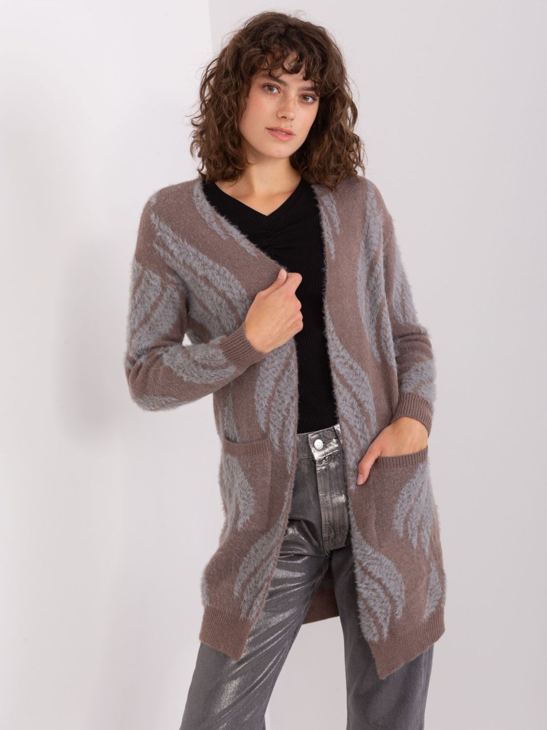 Dark Brown Knitted Cardigan