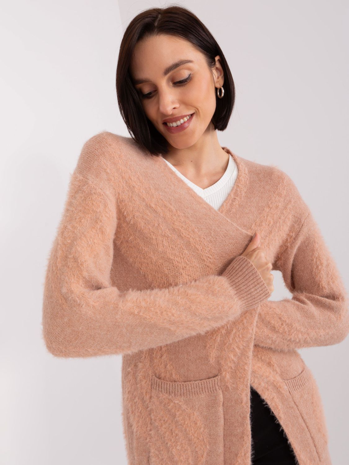 Women's Peach Cardigan with Pockets
