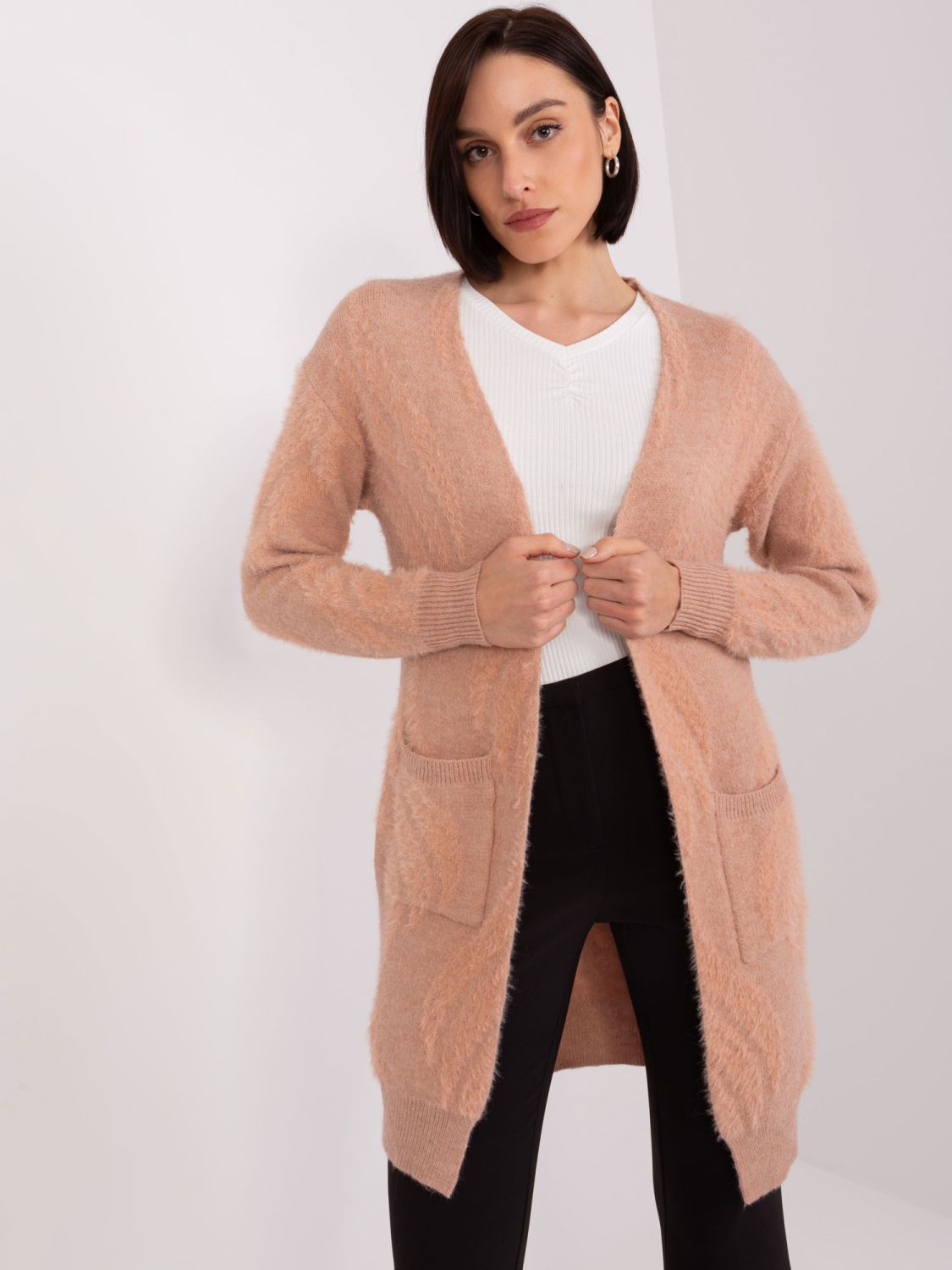 Women's Peach Cardigan with Pockets