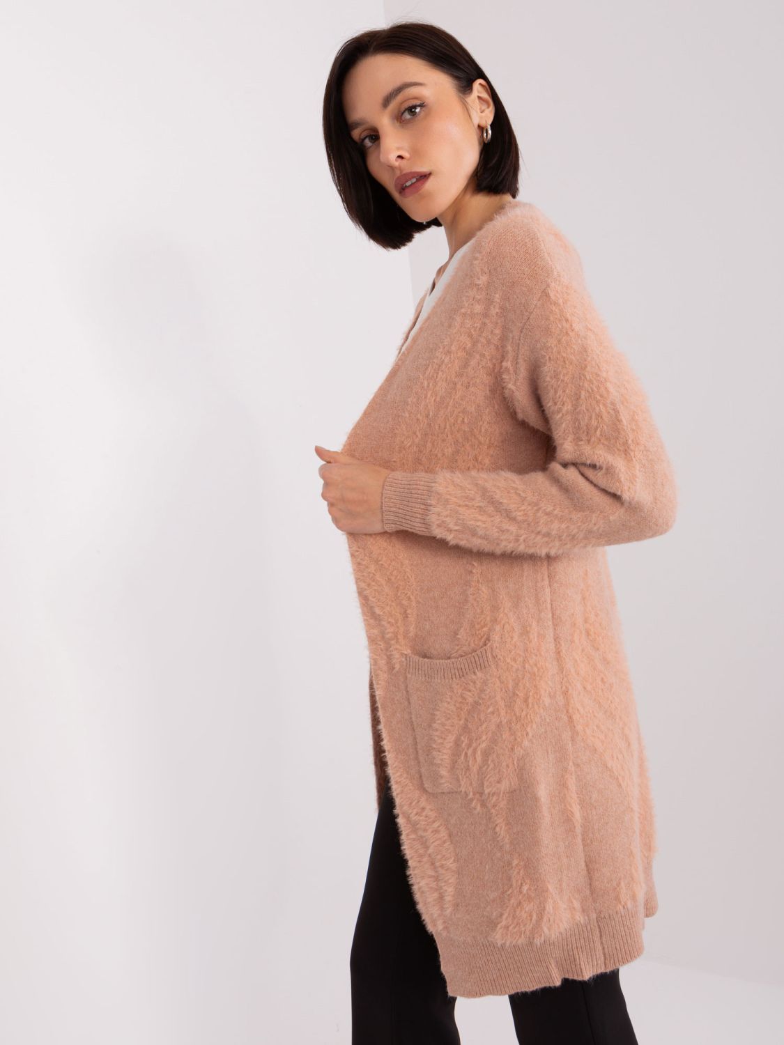 Women's Peach Cardigan with Pockets