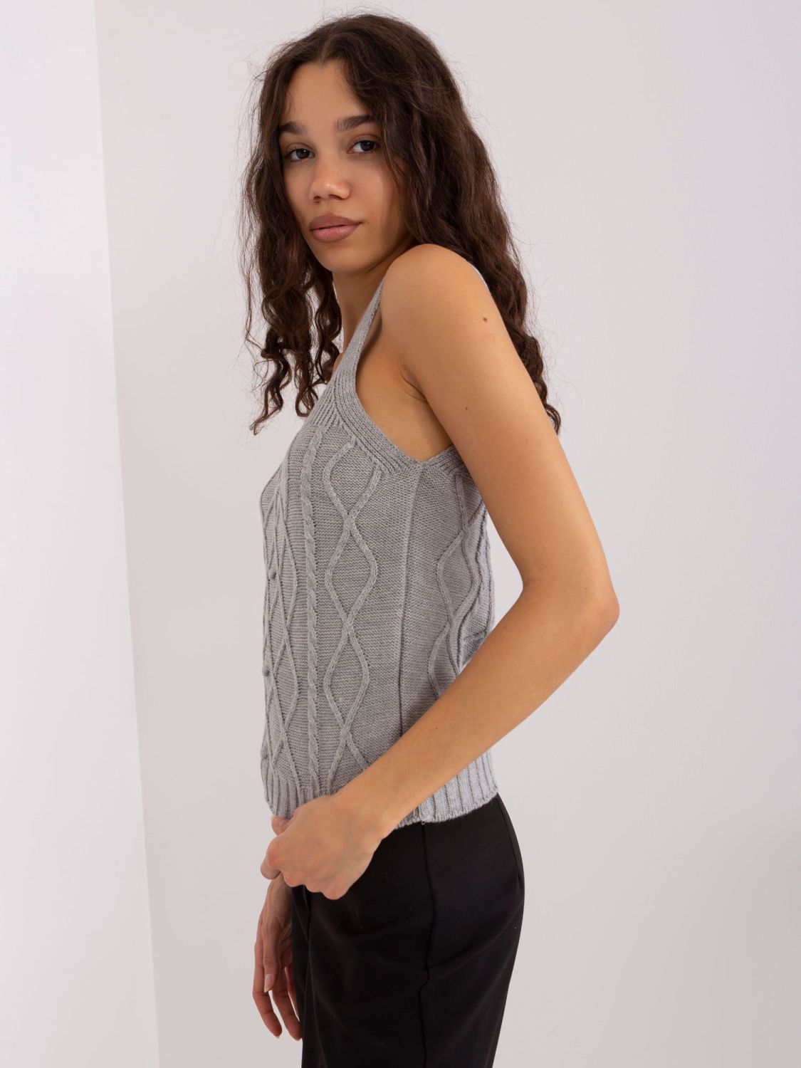 Gray Knitted Set with Wool