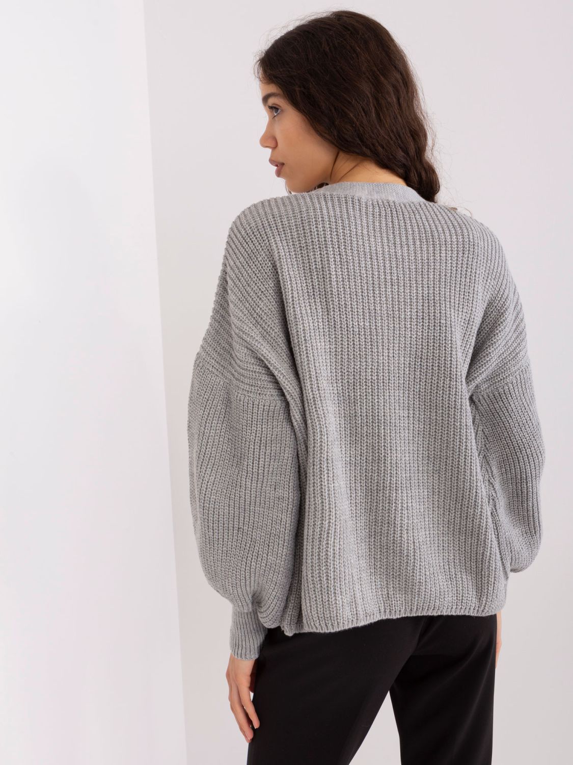 Gray Knitted Set with Wool