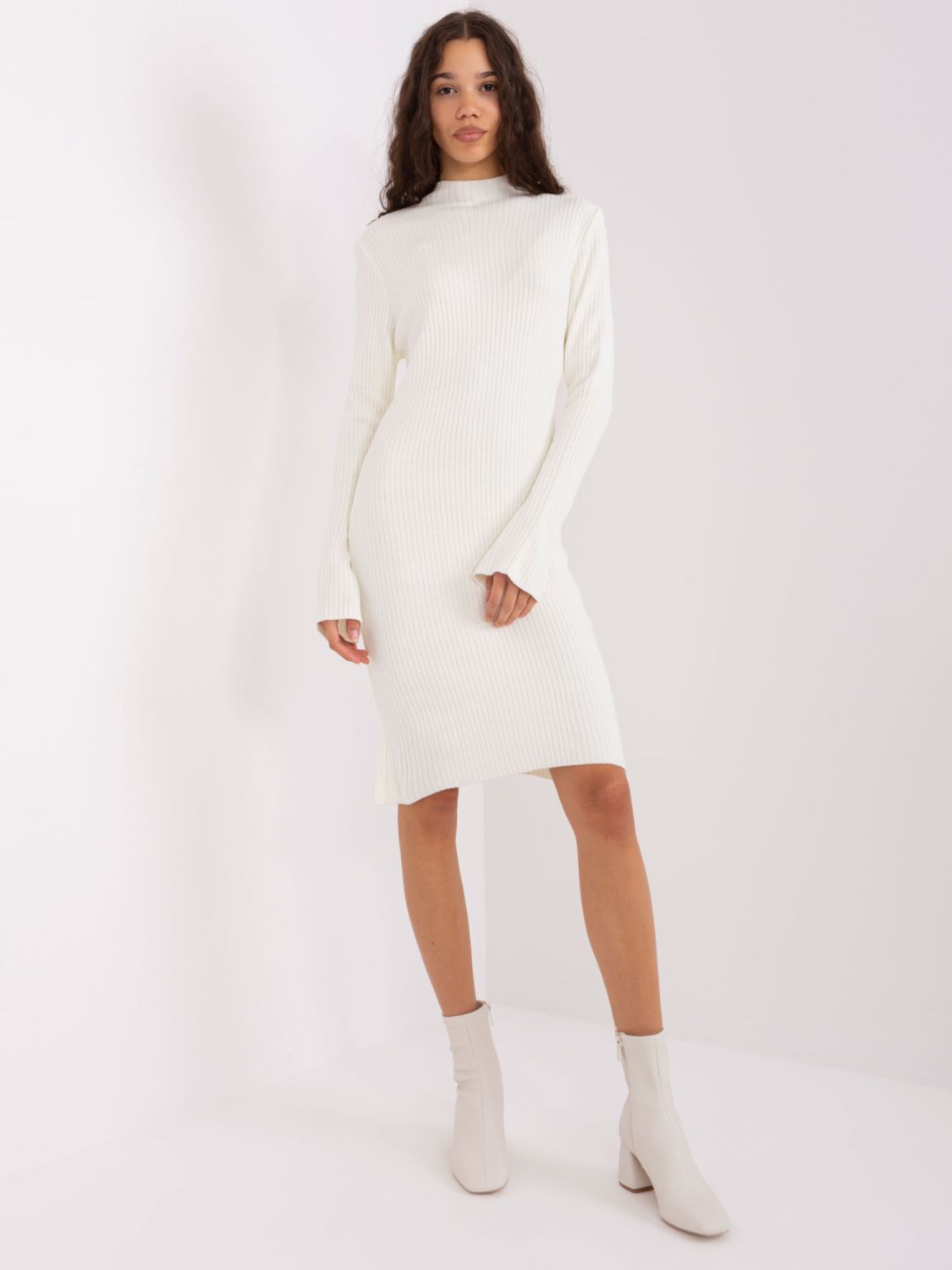 Ecru Midi Dress with Bell Sleeves