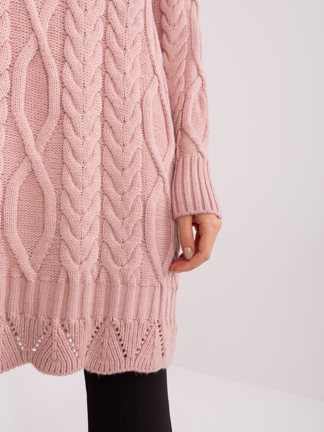 Light Pink Knitted Dress with Long Sleeves