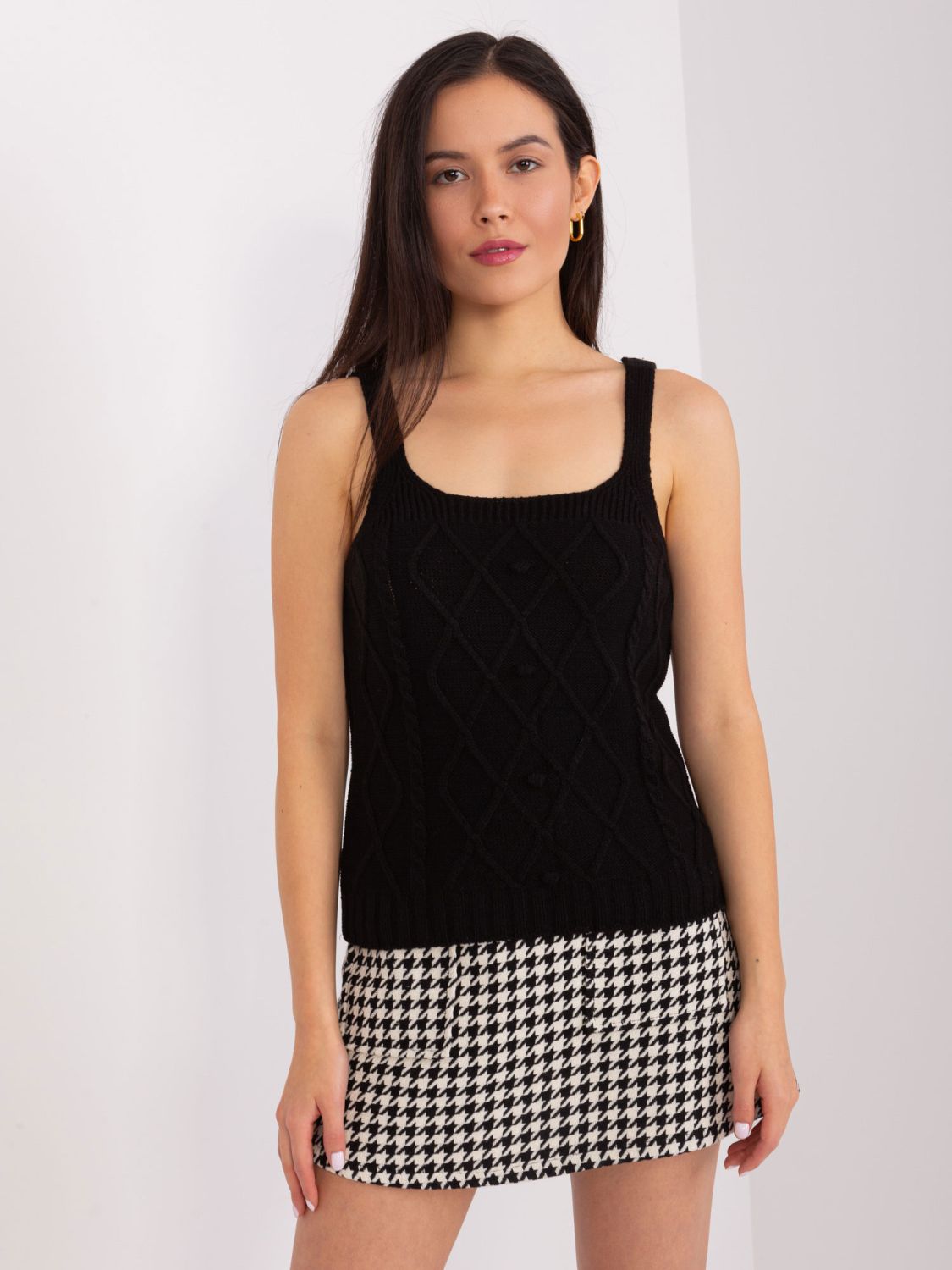 Black Knit Set with Puff Sleeves