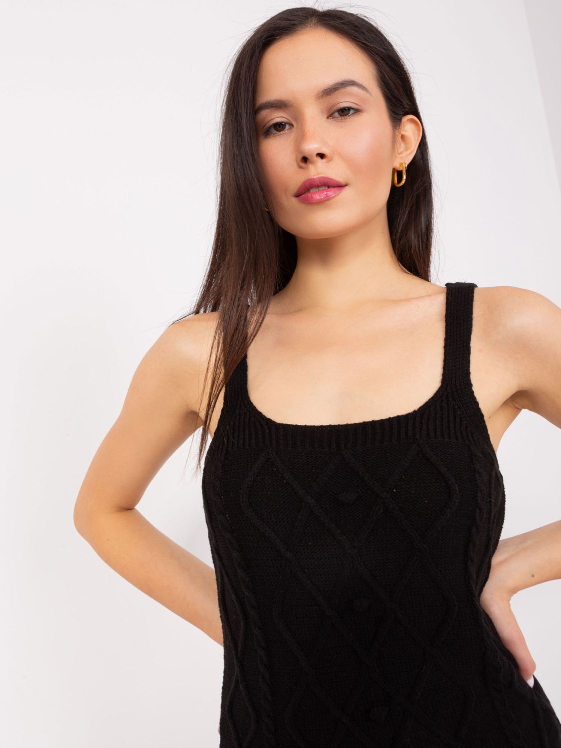 Black Knit Set with Puff Sleeves