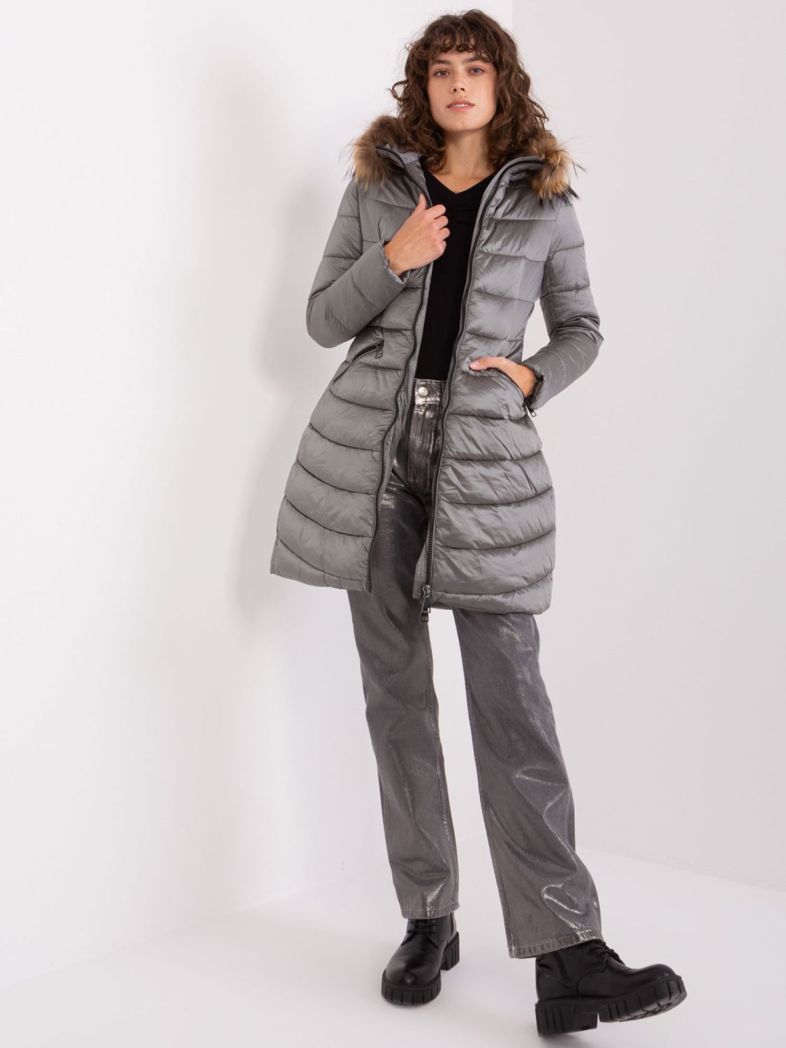 Dark Gray Winter Quilted Jacket