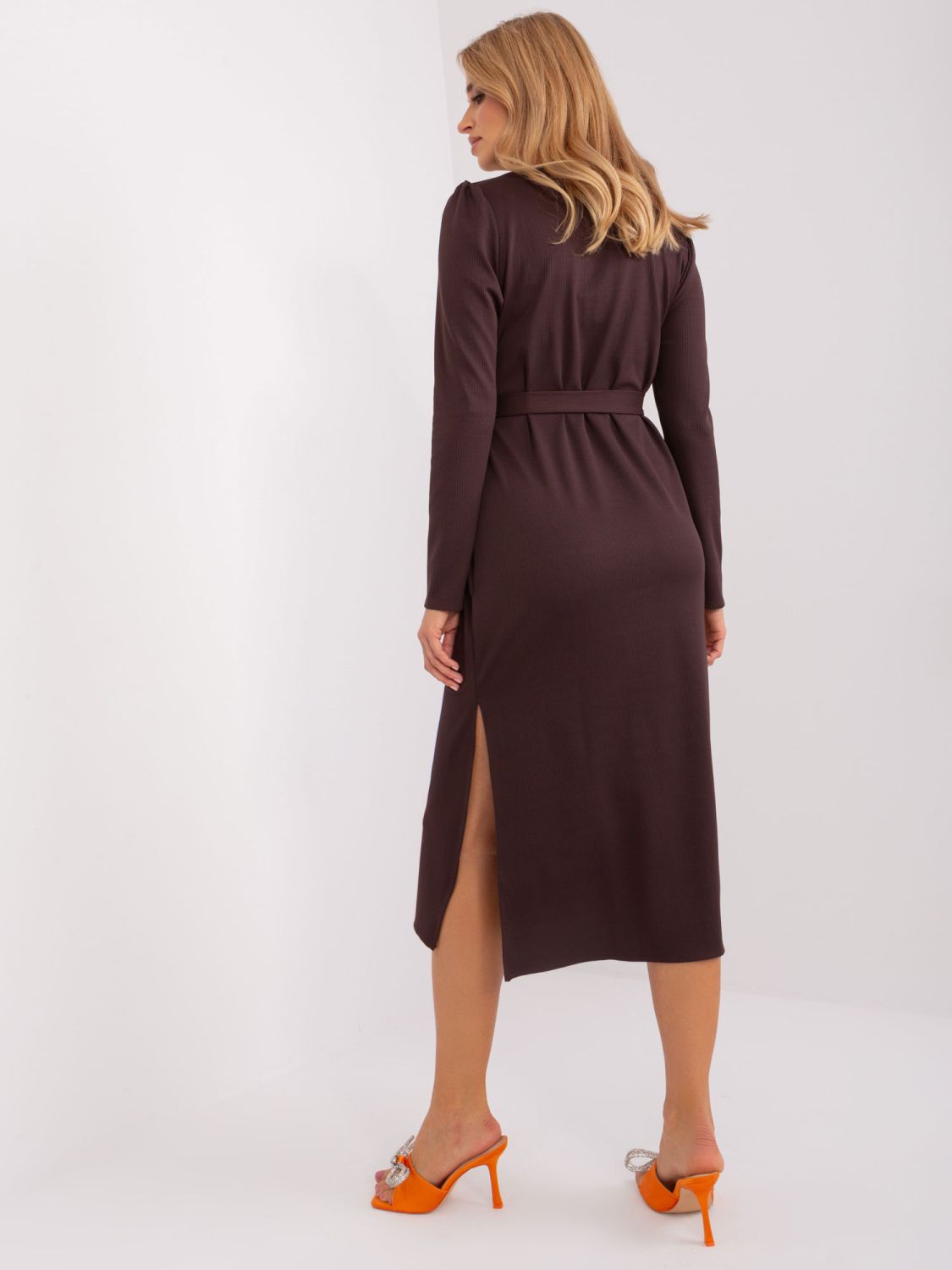 Dark Brown Cocktail Dress with Belt