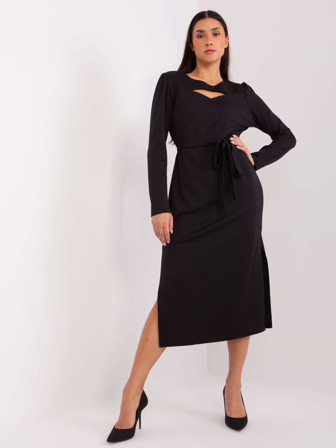 Black Cocktail Dress with Slits
