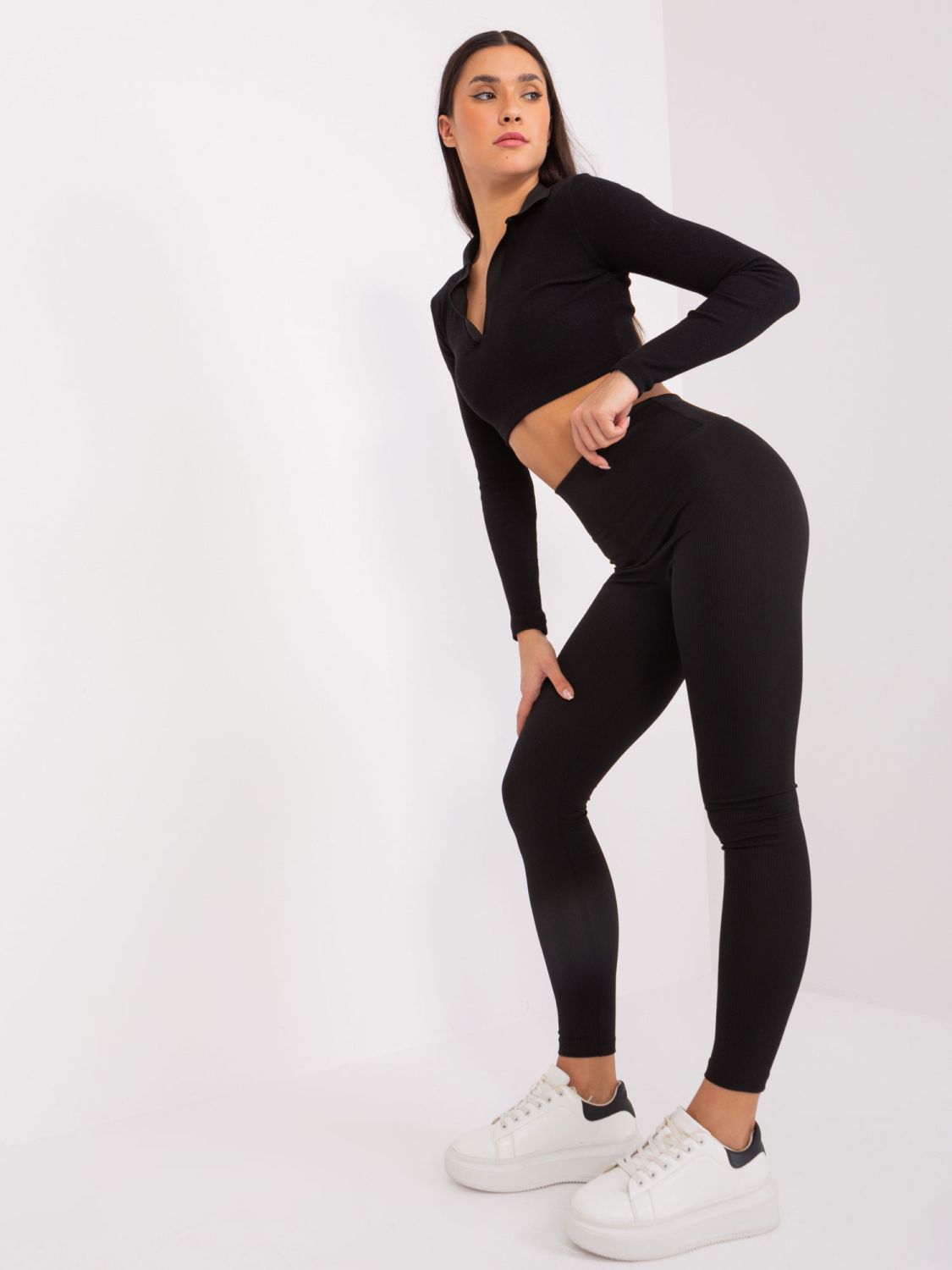 Black Sport Leggings with Stripes
